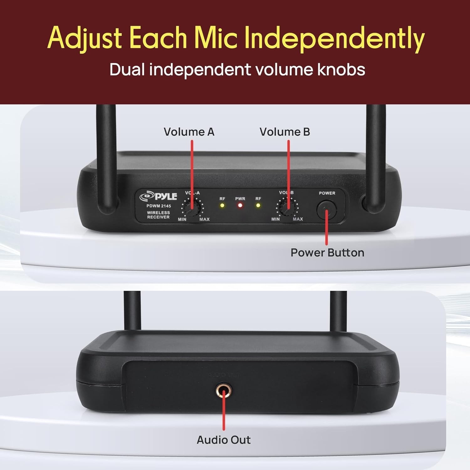 Wireless Microphone System, Fixed Dual Frequency Wireless Mic Receiver Karaoke