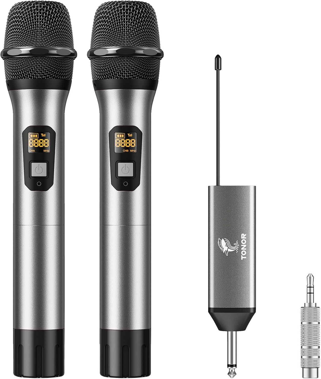 Wireless Microphone, 2 * 15 Channel Dual UHF Metal Cordless Handheld Mic System
