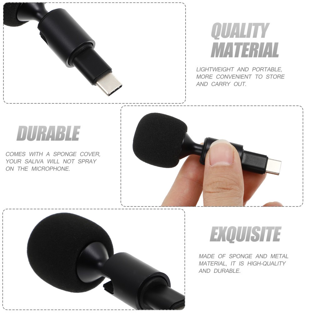 1Pc Type-C Microphone Bendable Microphone USB C Plug Speaker USB C Mic