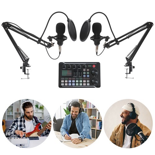 F998 Max Sound Card+BM800 Condenser Microphone Pro Audio Mixer Podcast Equipment