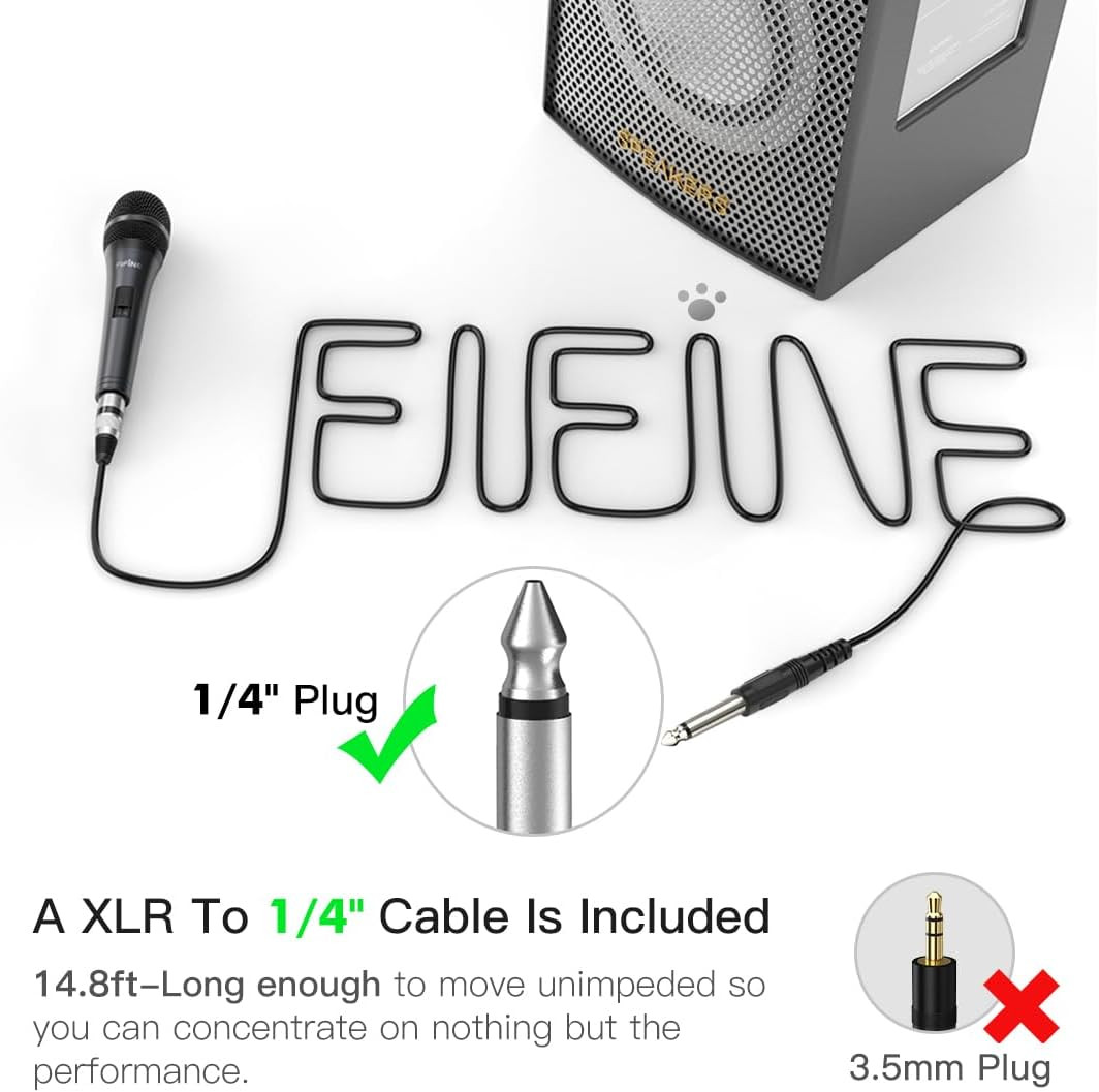 Microfono de karaoke microfono vocal dinamico para altavoz 6.35 mm cableado