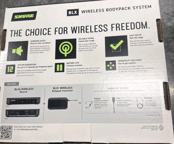 300ft Range Shure BLX14/P31-H11 Wireless Headset Microphone System W/ PGA31 P31