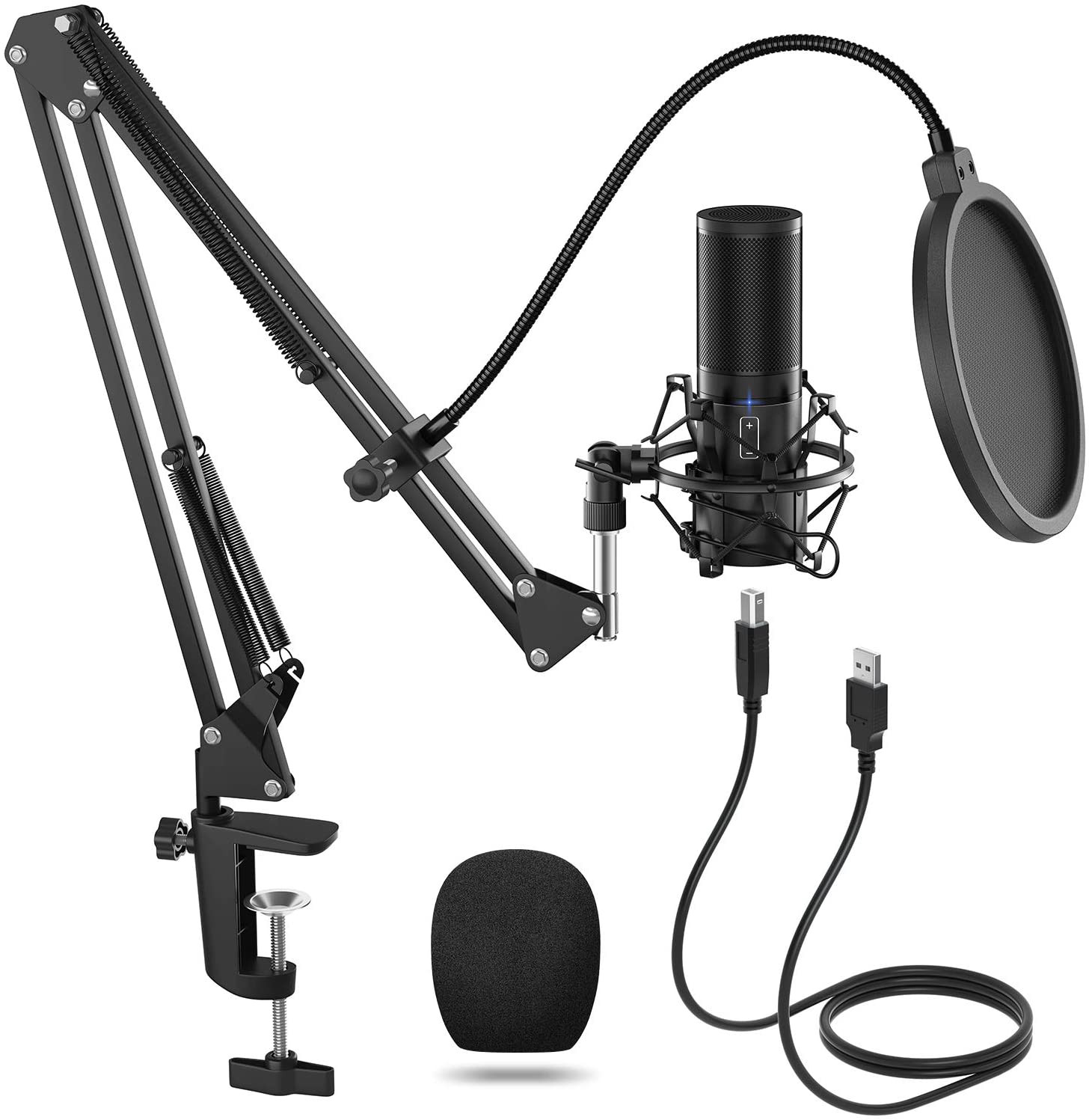 USB Microphone Kit Streaming PC Condenser Computer Mic with Adjustment Arm Stand