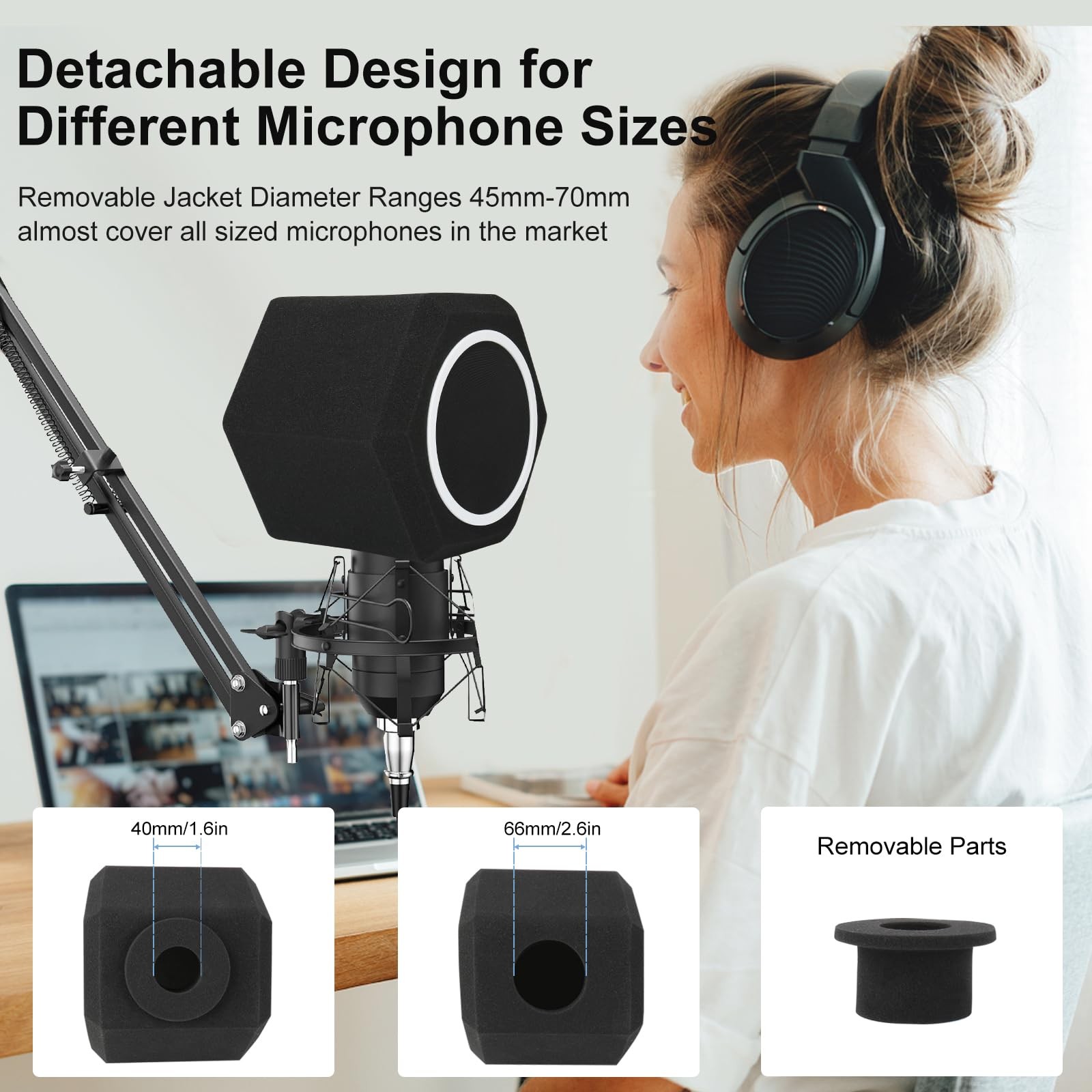 Microphone Isolation Ball with 2-Layer Pop Filter for Noise Cancellation
