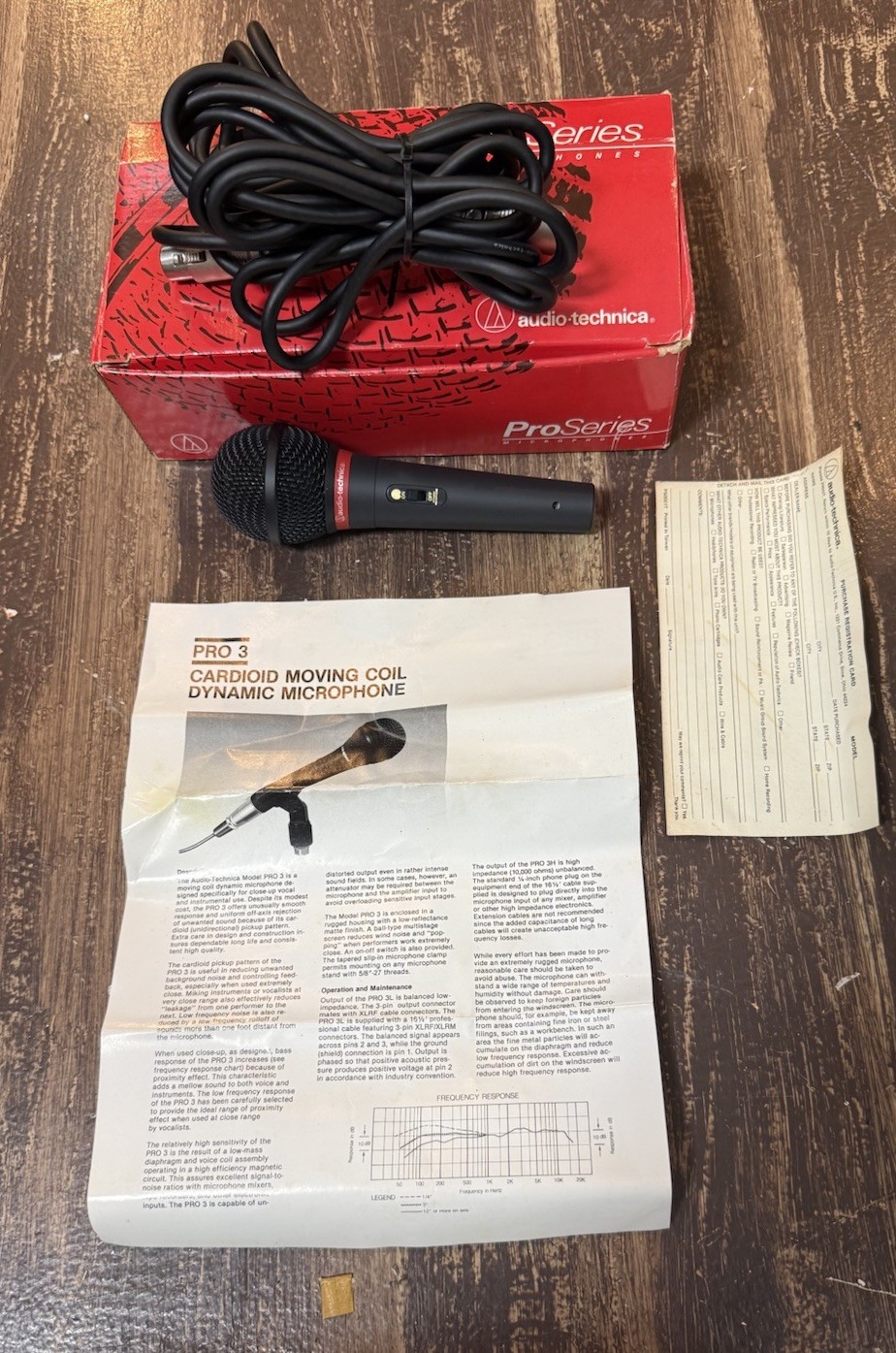 Audio Technica Pro 3L~Microphone Dynamic~Lo-Z ~ W/Box And Instructions