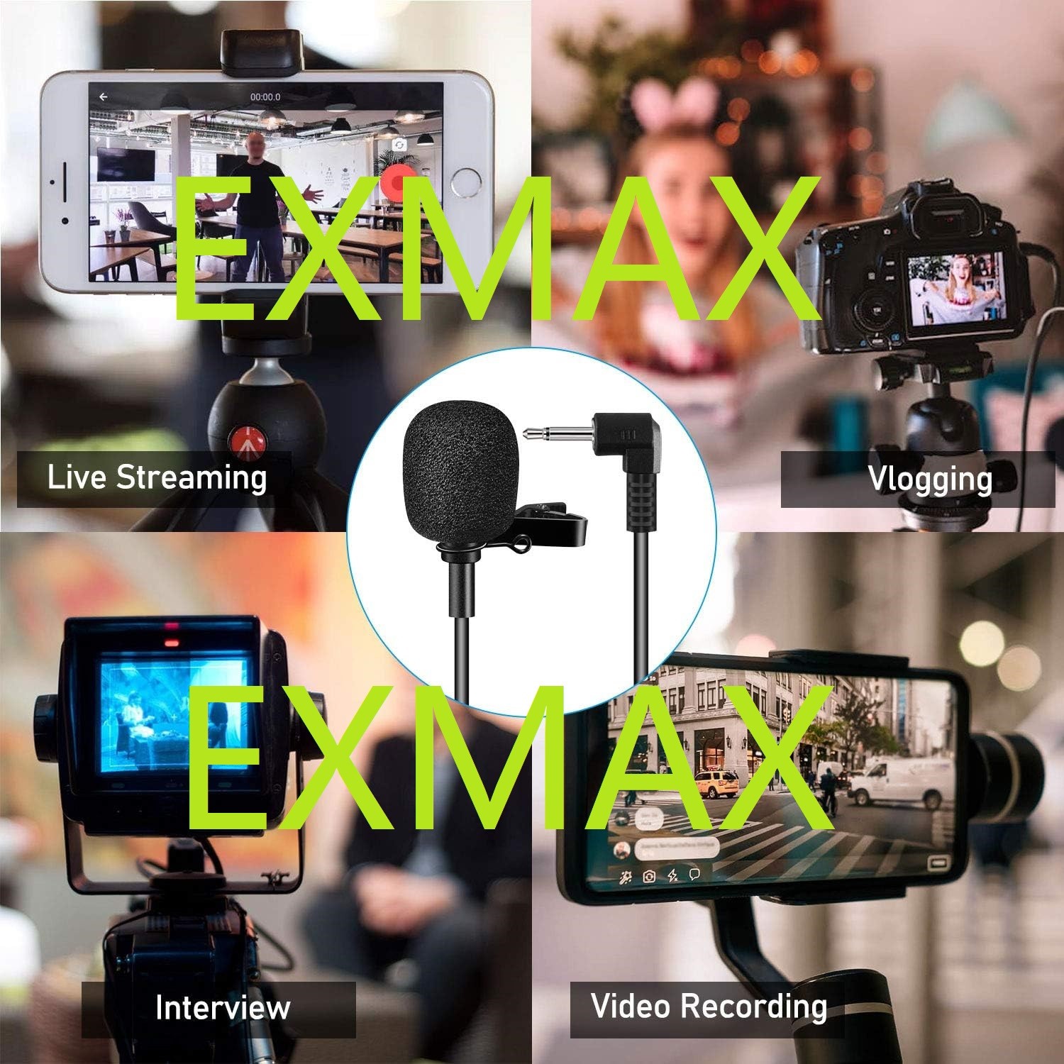 EXMAX® lavalier Lapel 1/8”(3.5mm) Jack Microphone for Voice Amplifier,Speakers