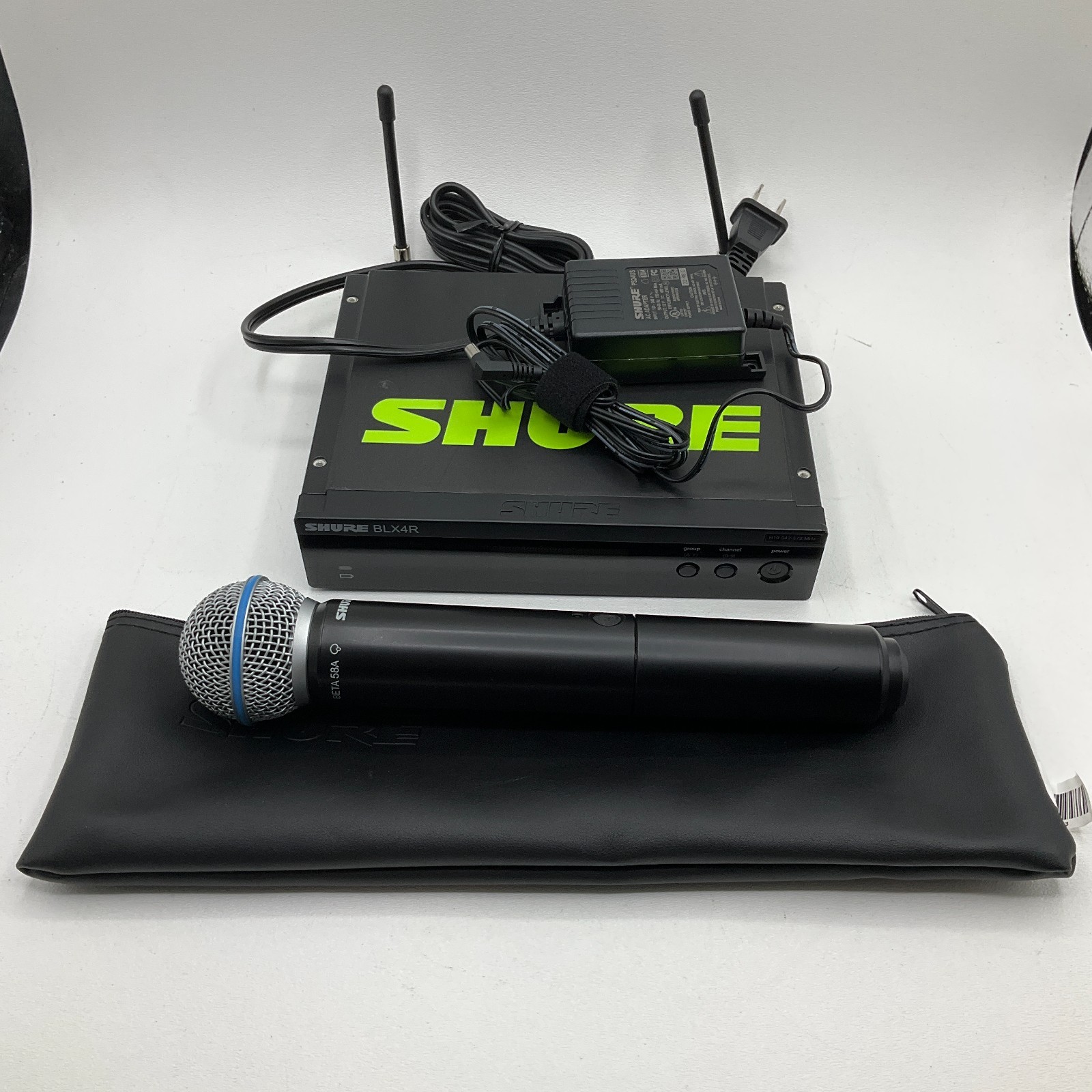 Shure BLX4R BLX2 H10 542-572 MHz Wireless Receiver and Handheld Transmitter Mic