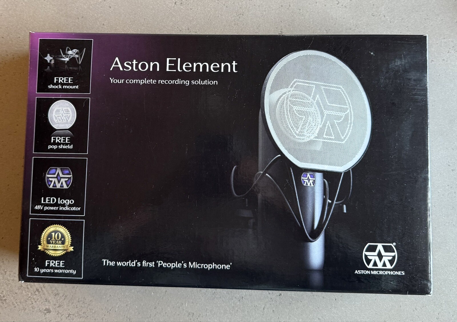 Aston Microphones Element Microphone Bundle Shock Mount LED Pop Shield NEW!