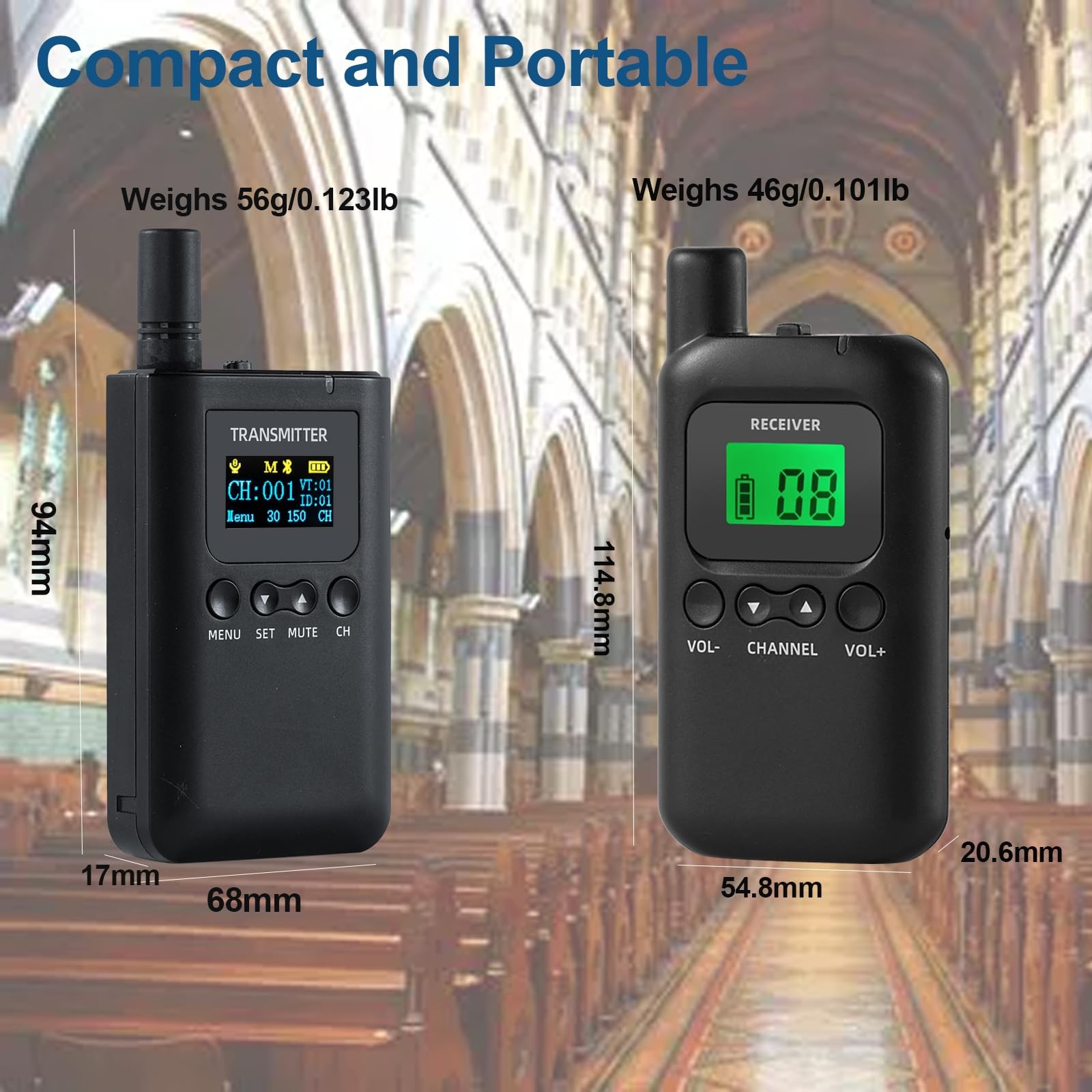 Wireless Tour Guide System,200m/656ft,Upgraded Noise Reduction,40H Long 1-10