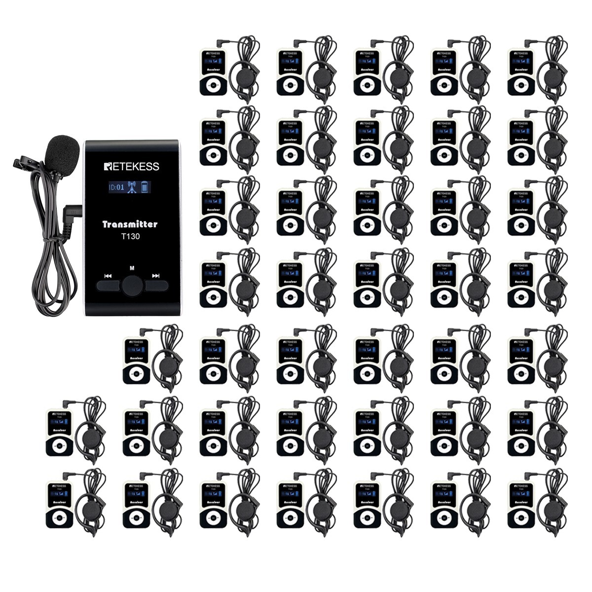 T130 Wireless Assisted Audio Tour Guide System 40 Receiver Group Communication