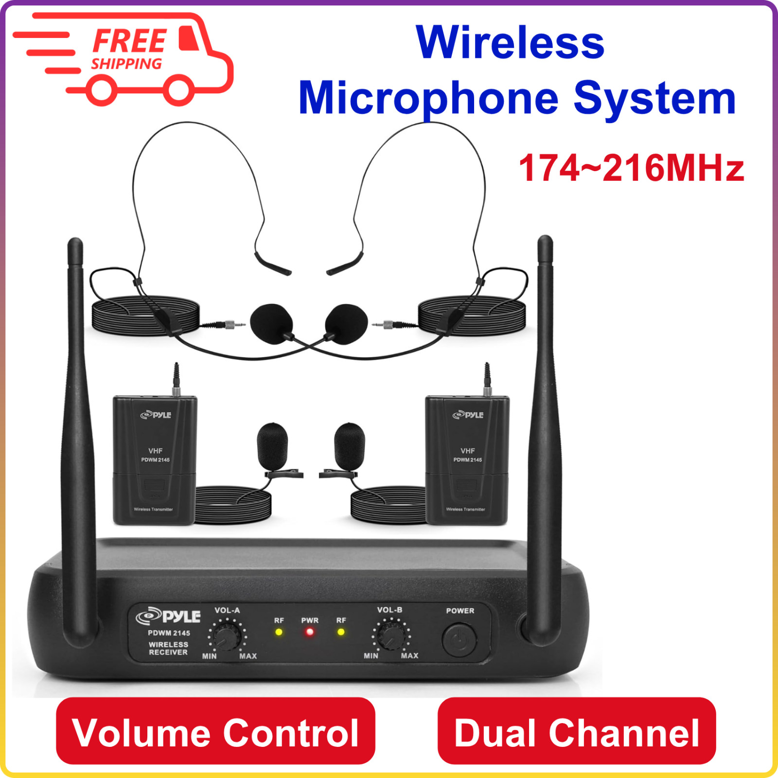 Wireless Microphone System, Fixed Dual Frequency Wireless Mic Receiver Karaoke