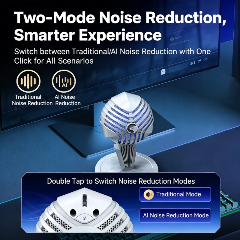 Double Mode Capacitors Microphones 40Hz 20KHz Frequency For PC Gaming And