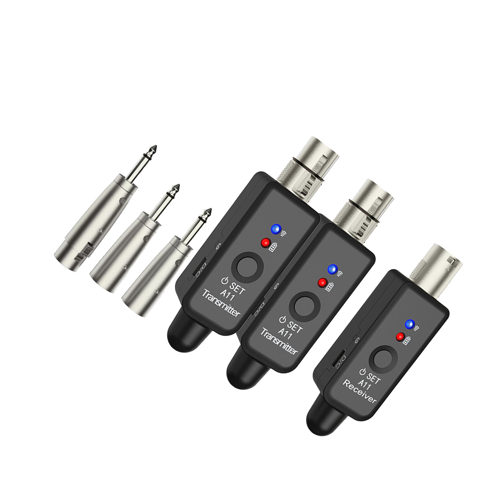 Wireless XLR Adapter System Dual Transmitter & Receiver for Mic Guitar Mixer USA