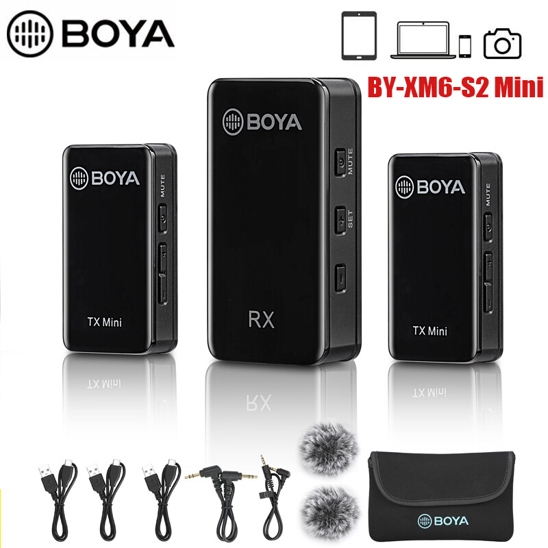BOYA BY-XM6-S2 Mini Ultra Compact 2.4GHz Dual-Channel Wireless Microphone Syetem