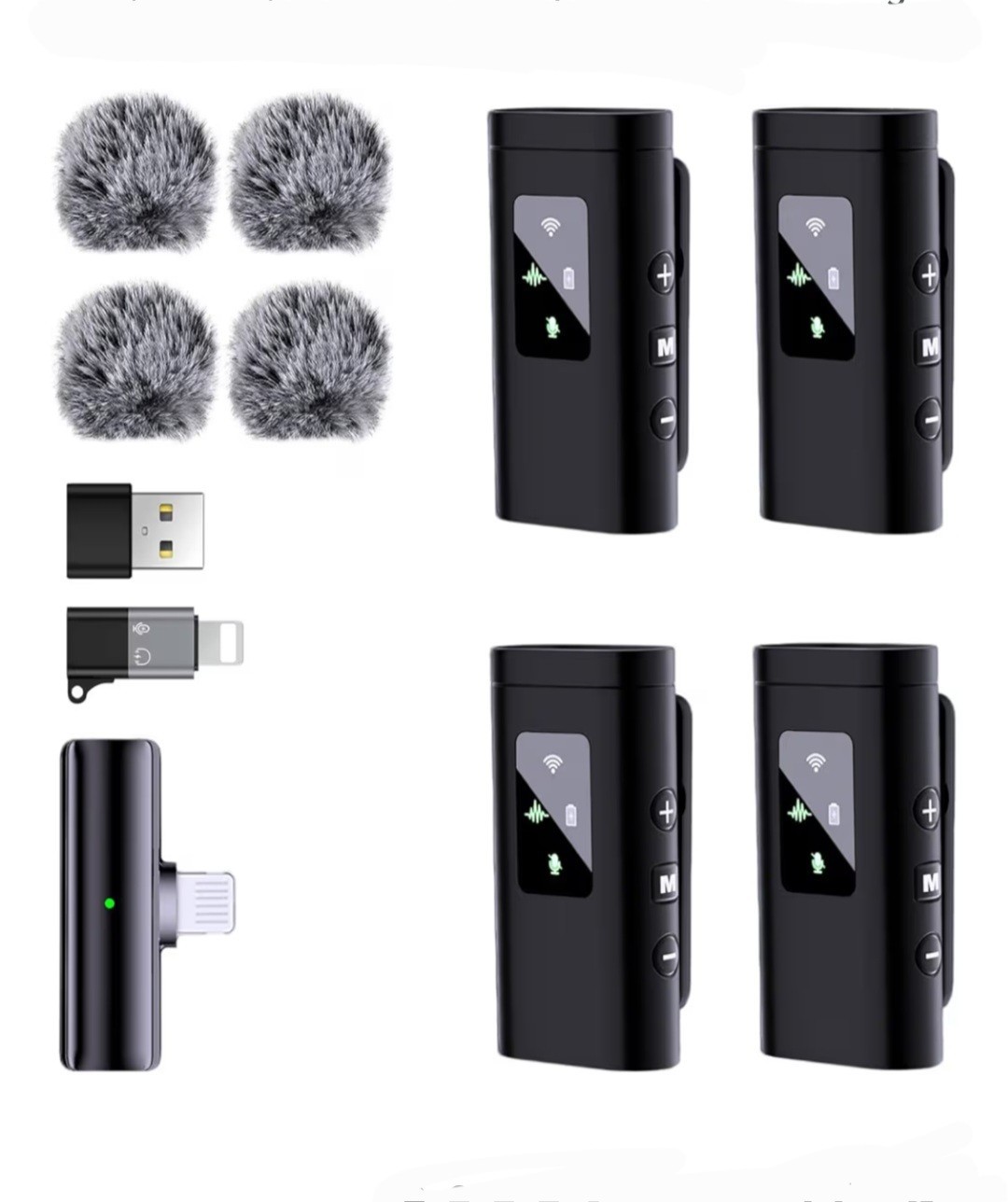 S33 Pro 4 Wireless Lavalier Microphone Kit for iPhone Android PC 48KHz 250ft