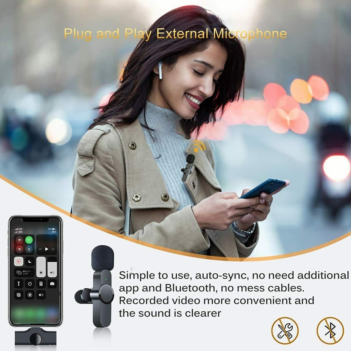 Wireless Microphone Mini Audio With Type-C Receiver For Conference Interview B