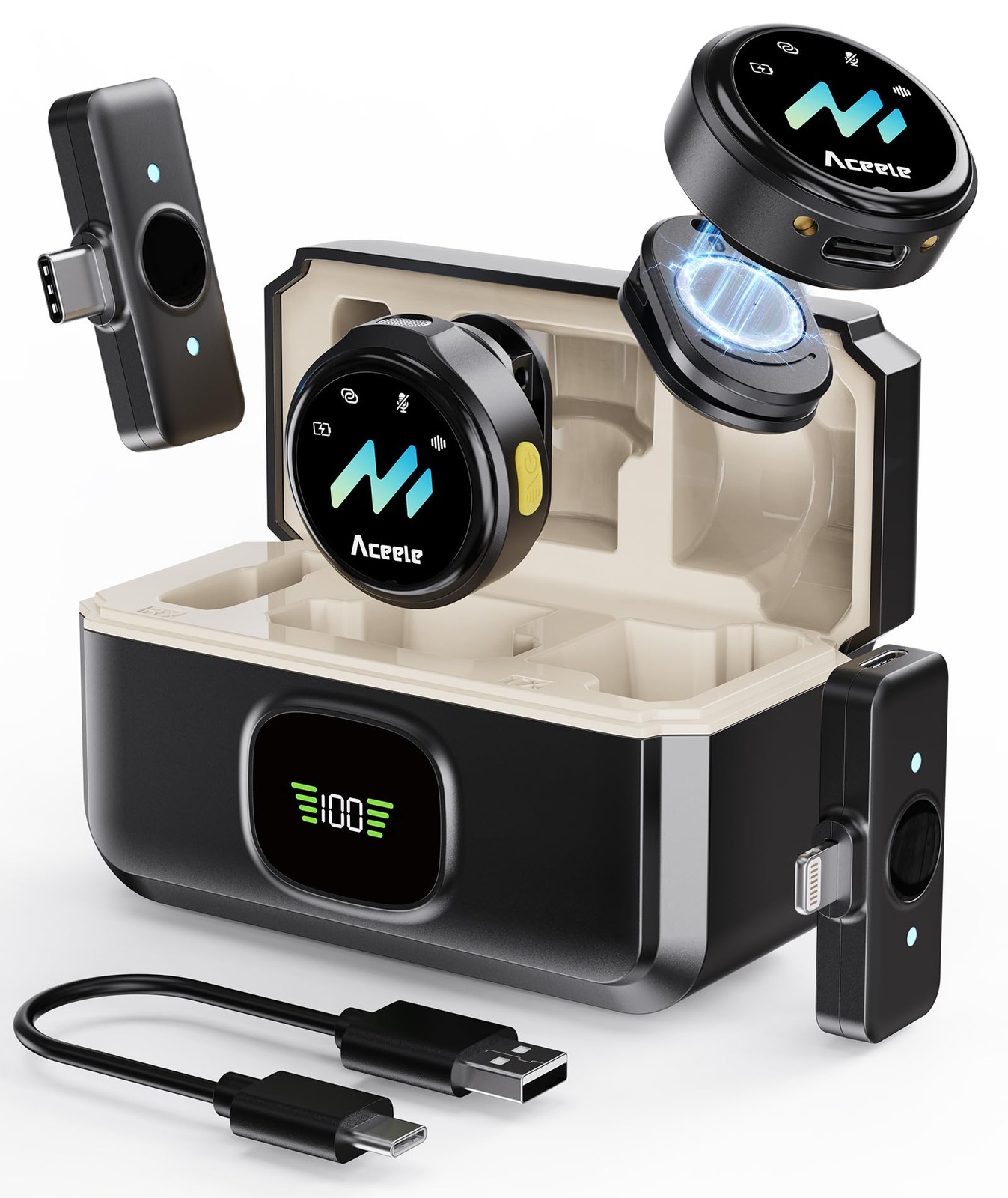 Wireless Lavalier Microphone for iPhone & Android Phones, Noise Reduction & H…
