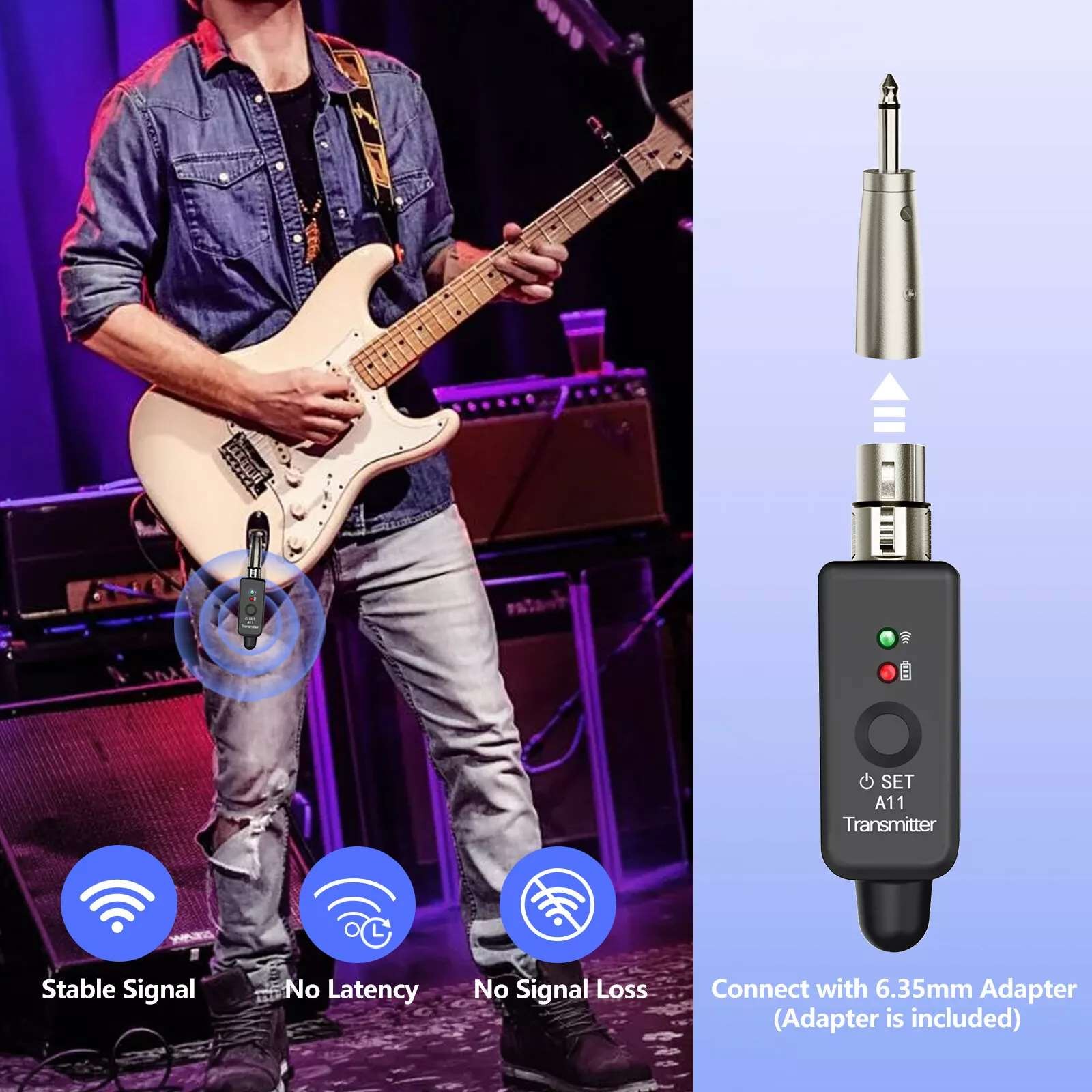 Professional Wireless Transmitter&Receiver Multiple Microphone Compatibility