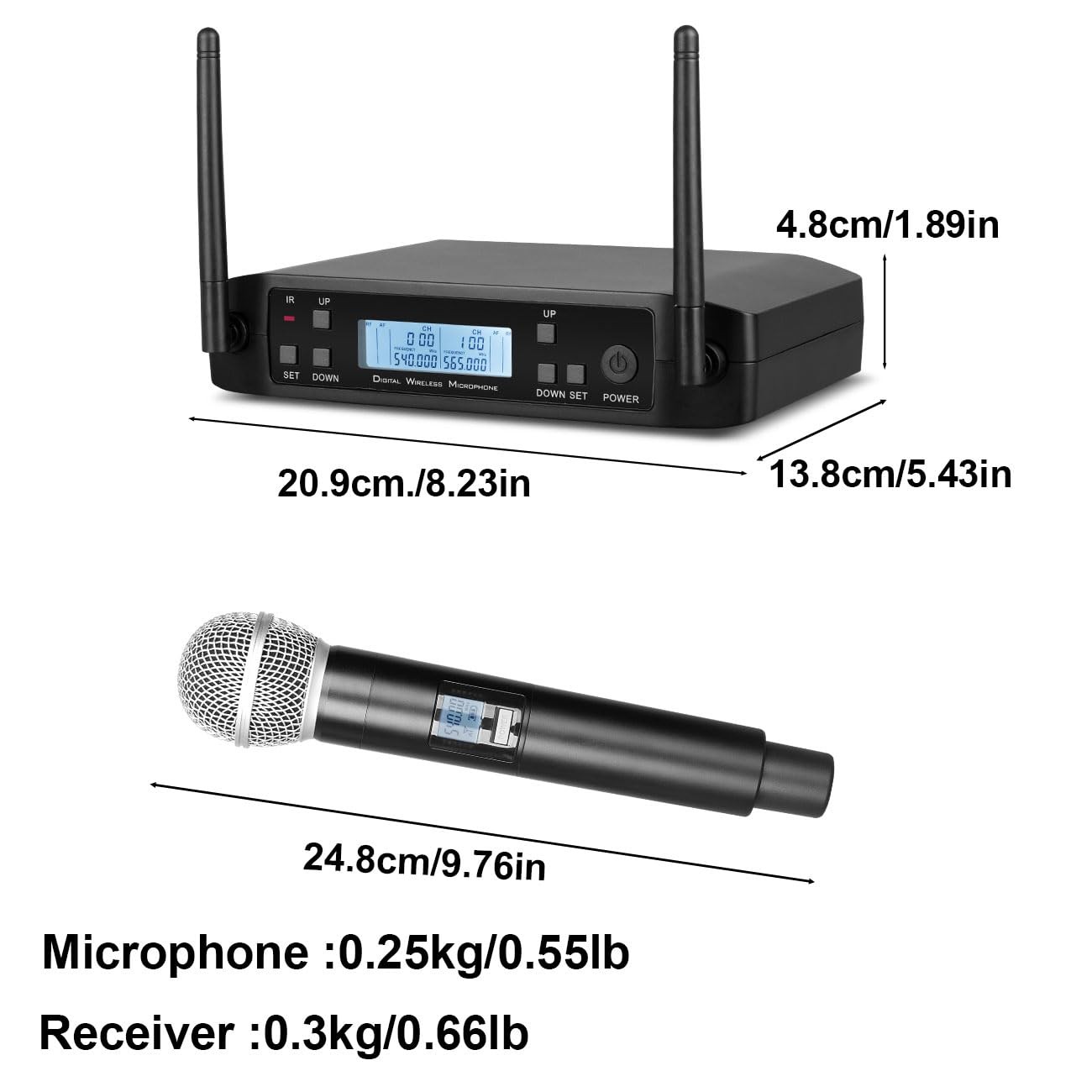 Dual Wireless Microphone System for Karaoke & Church UHF Handheld Mics with R…