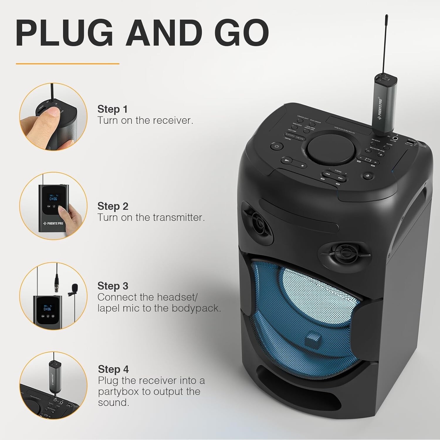 phenyx pro wireless microphone system With Mini Receiver