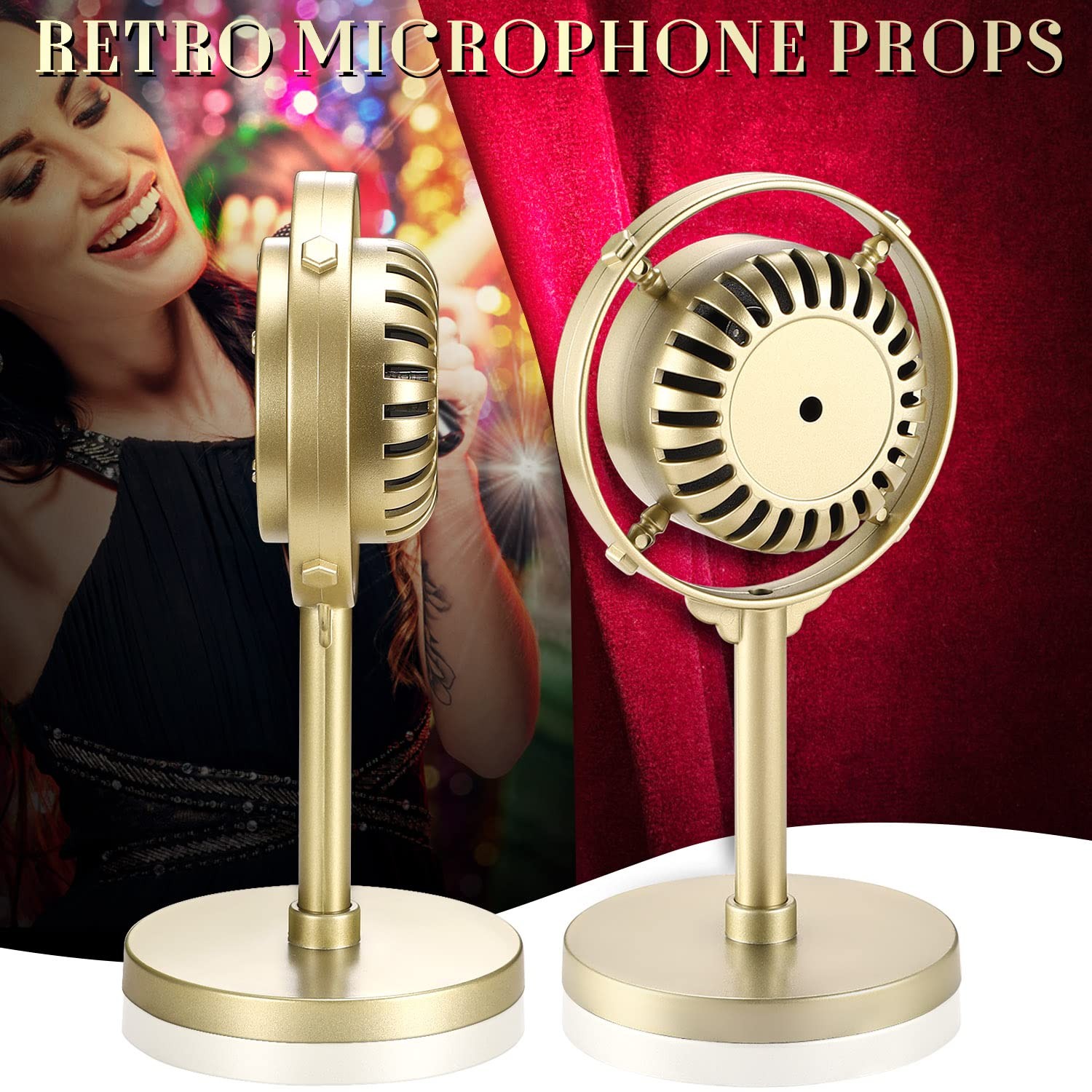 Retro Style Condenser Microphone Props, Fake Plastic Classic Microphone Model…