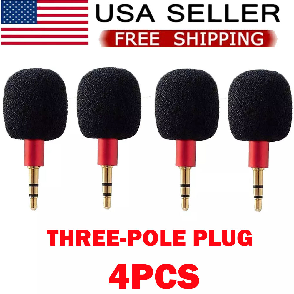 4x Red Mini 3.5mm Jack Stereo Voice Mic Microphones Three Pole For Recorder