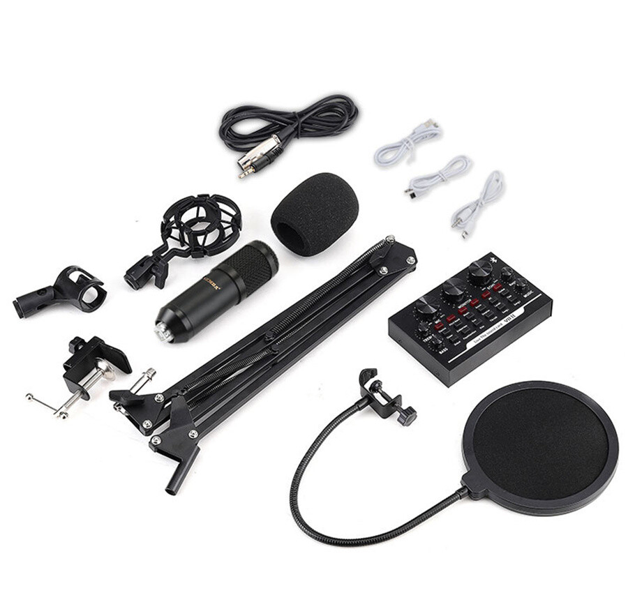 BM-800 bluetooth Condenser Microphone Kit Studio Filter Boom Scissor Arm Stand