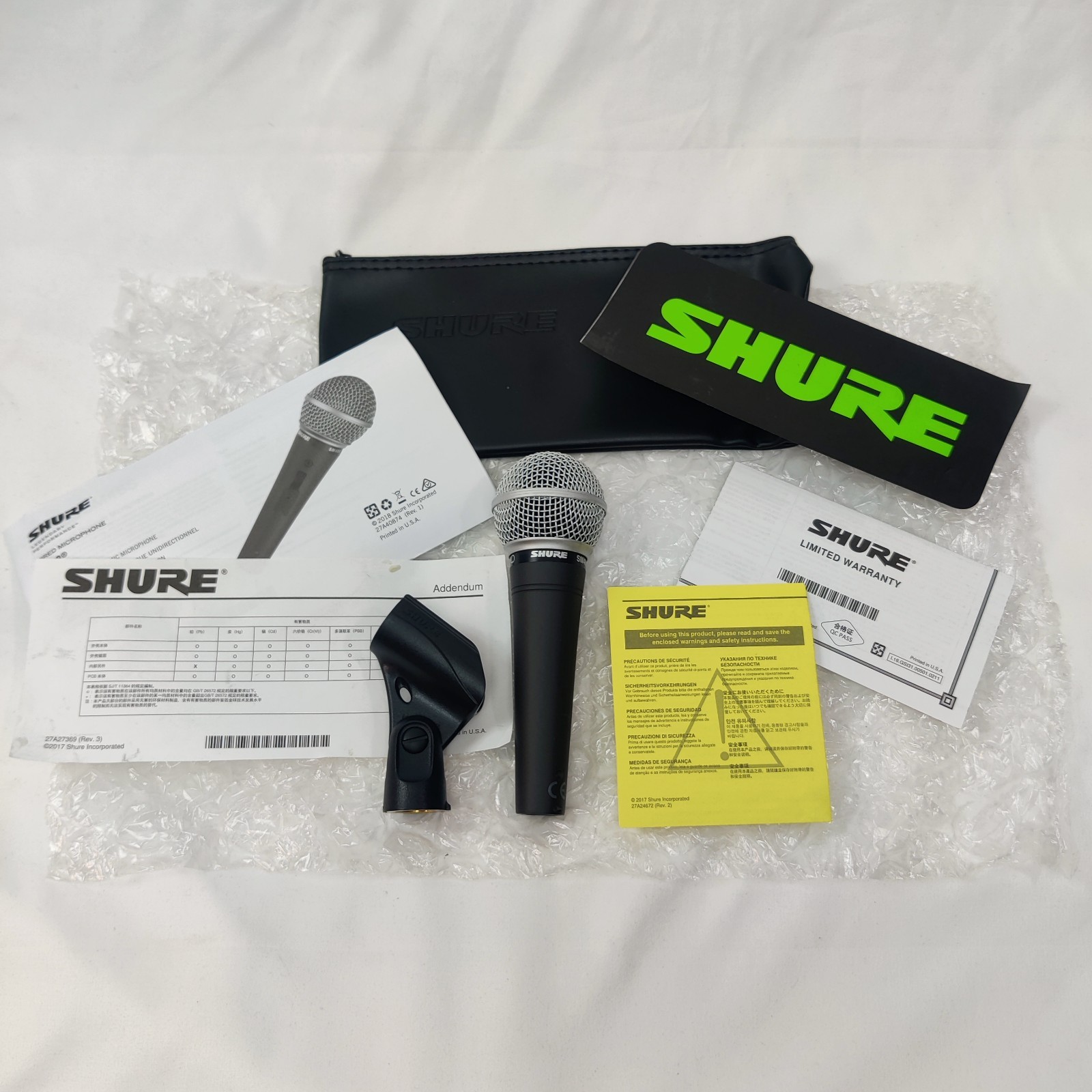 Shure SM48 LC Microphone Vocal Cardioid Dynamic Unidirectional Zipper Bag New