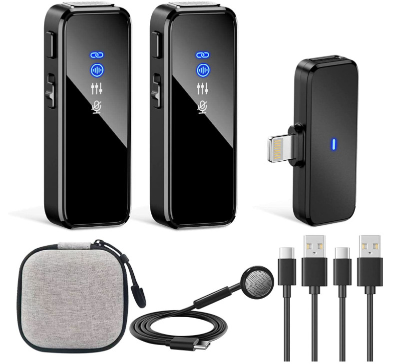 Lavalier Wireless Microphone Audio Video Recording Mini Mic For Android/iphone