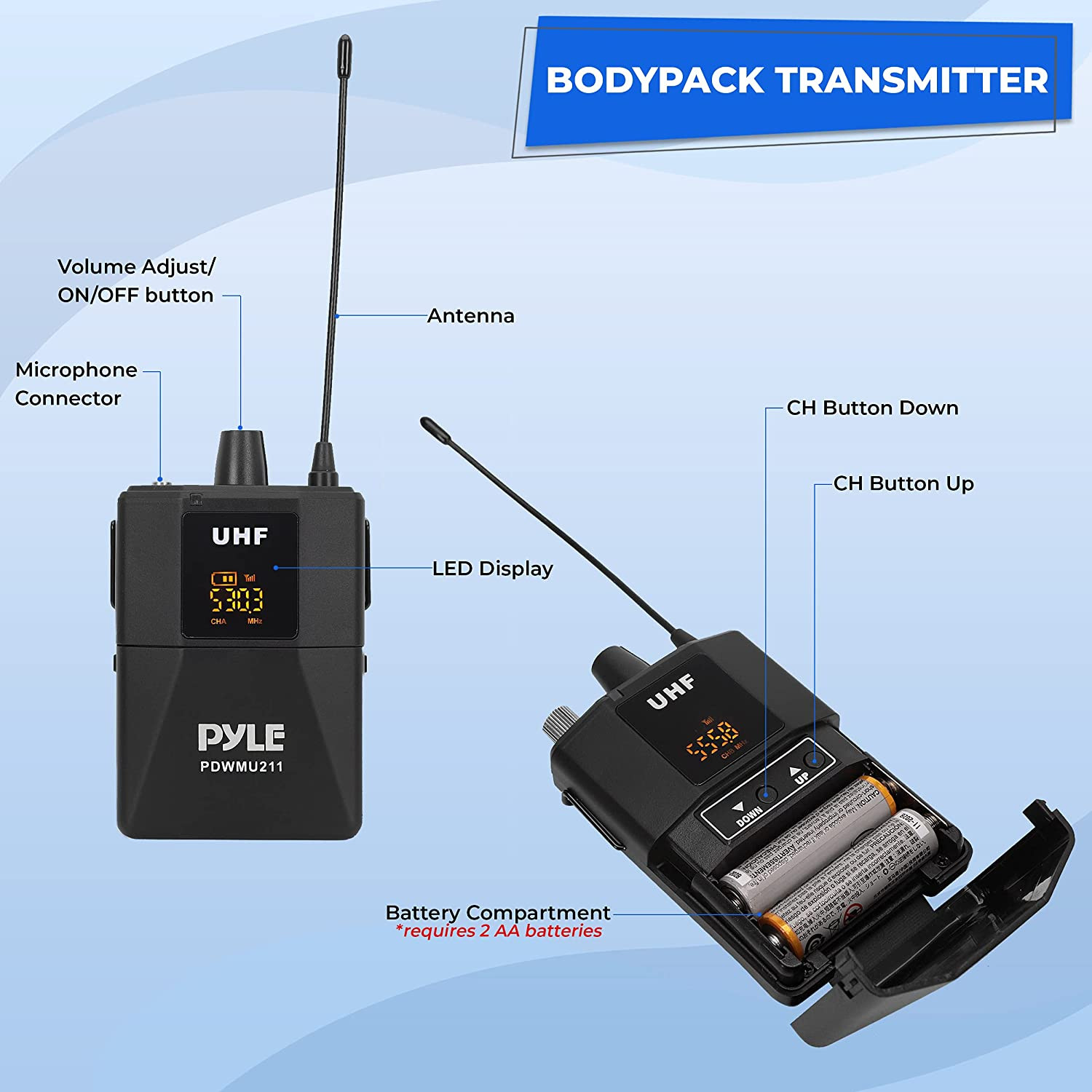 Dual UHF Microphone System – Professional Cordless Microphone Wireless Mic Kit
