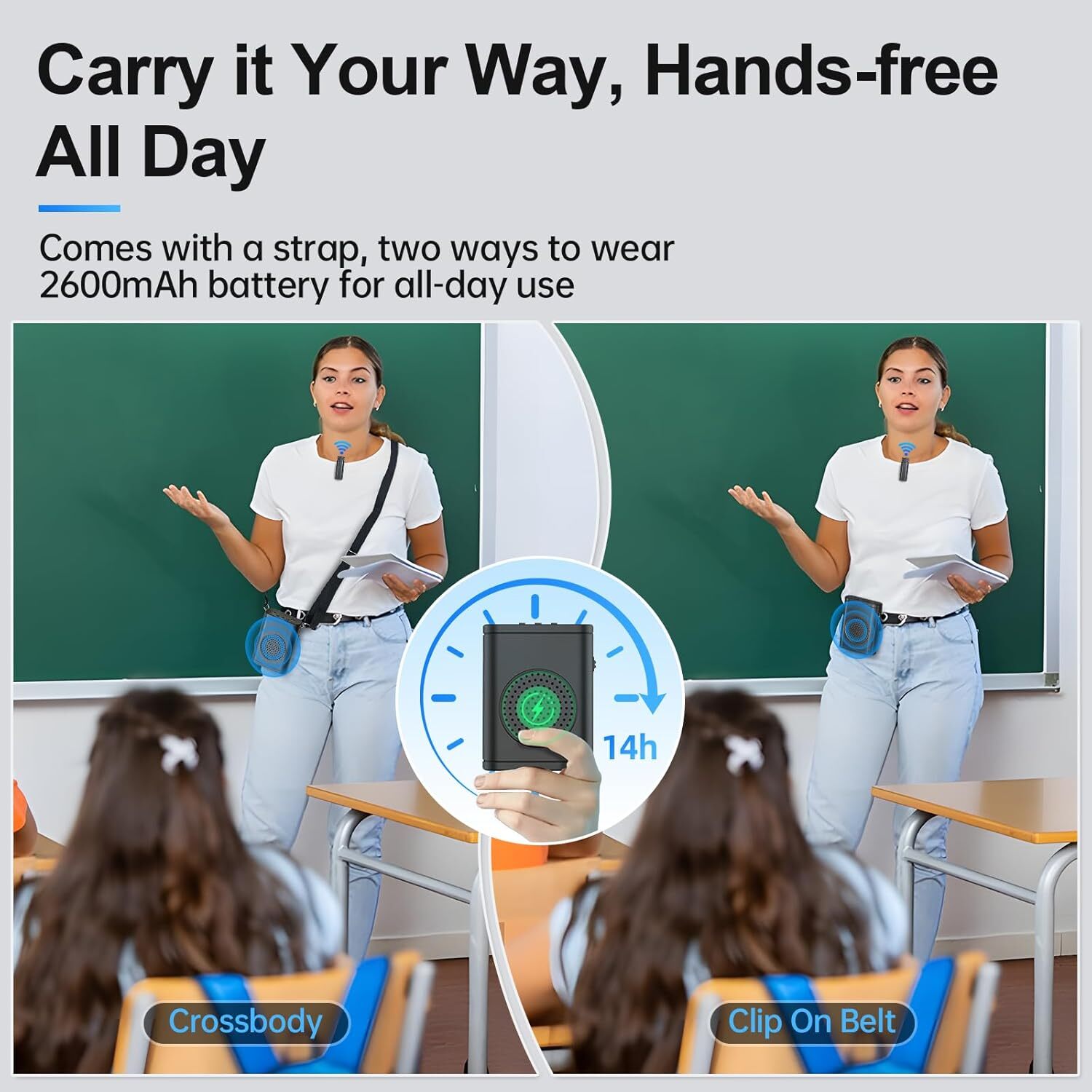 Moman S57 Voice Amplifier PA System with Wireless Lav Mic for Teachers Classroom