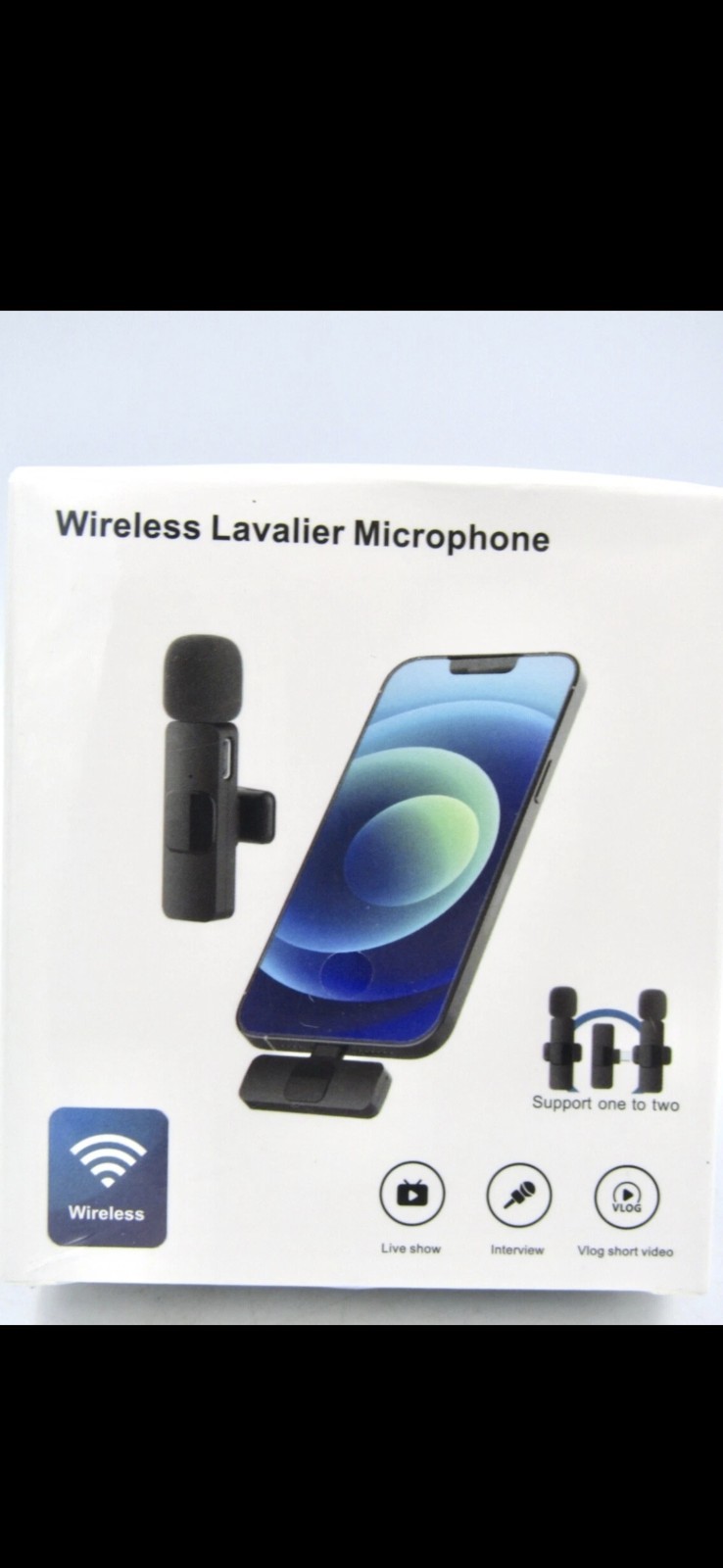 K60 Wireless Collar Clip Microphone, 2.4GHz Noise Cancellation, for iPhone