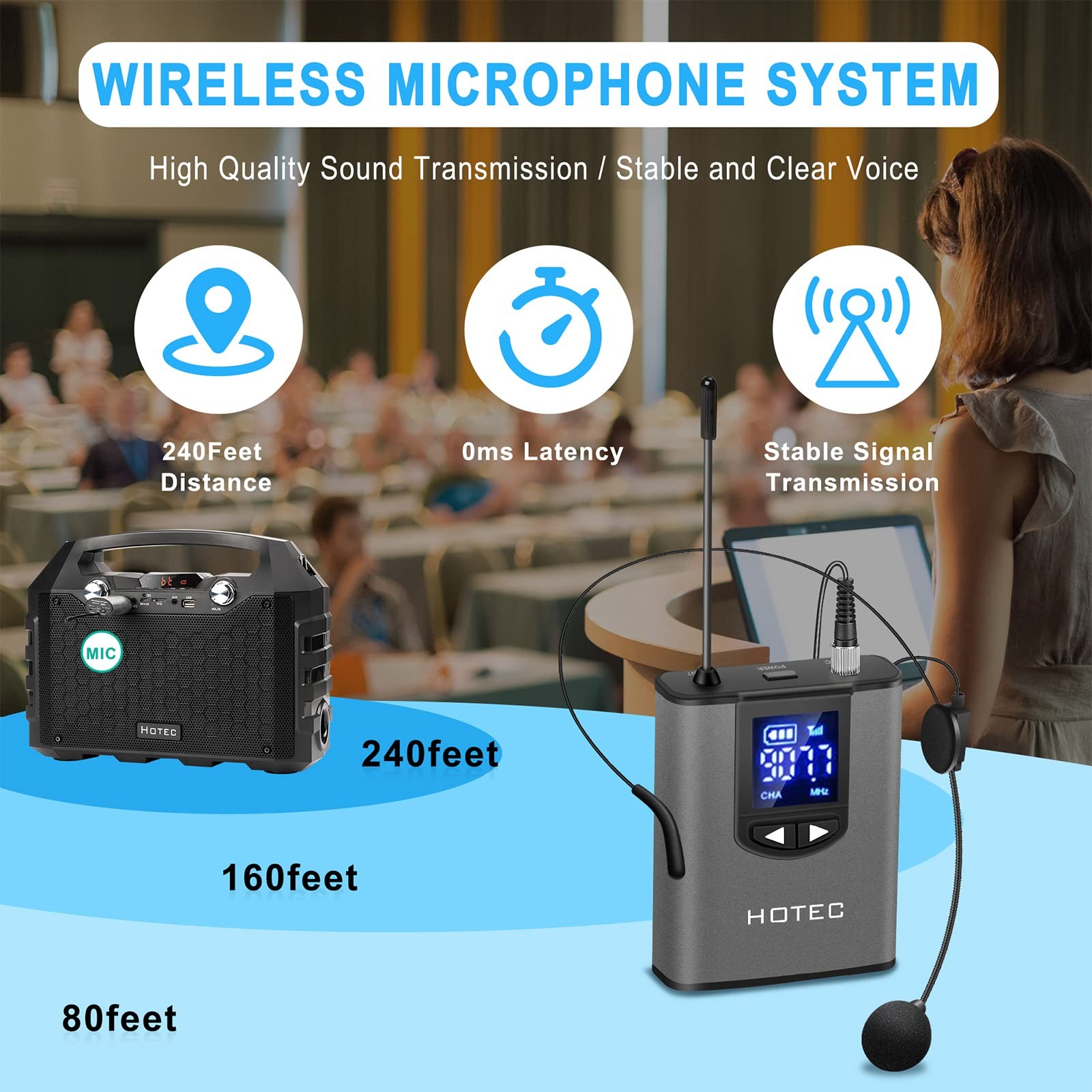 Wireless System With Dual Headset Microphones/lavalier Lapel Mics And Bodypack T
