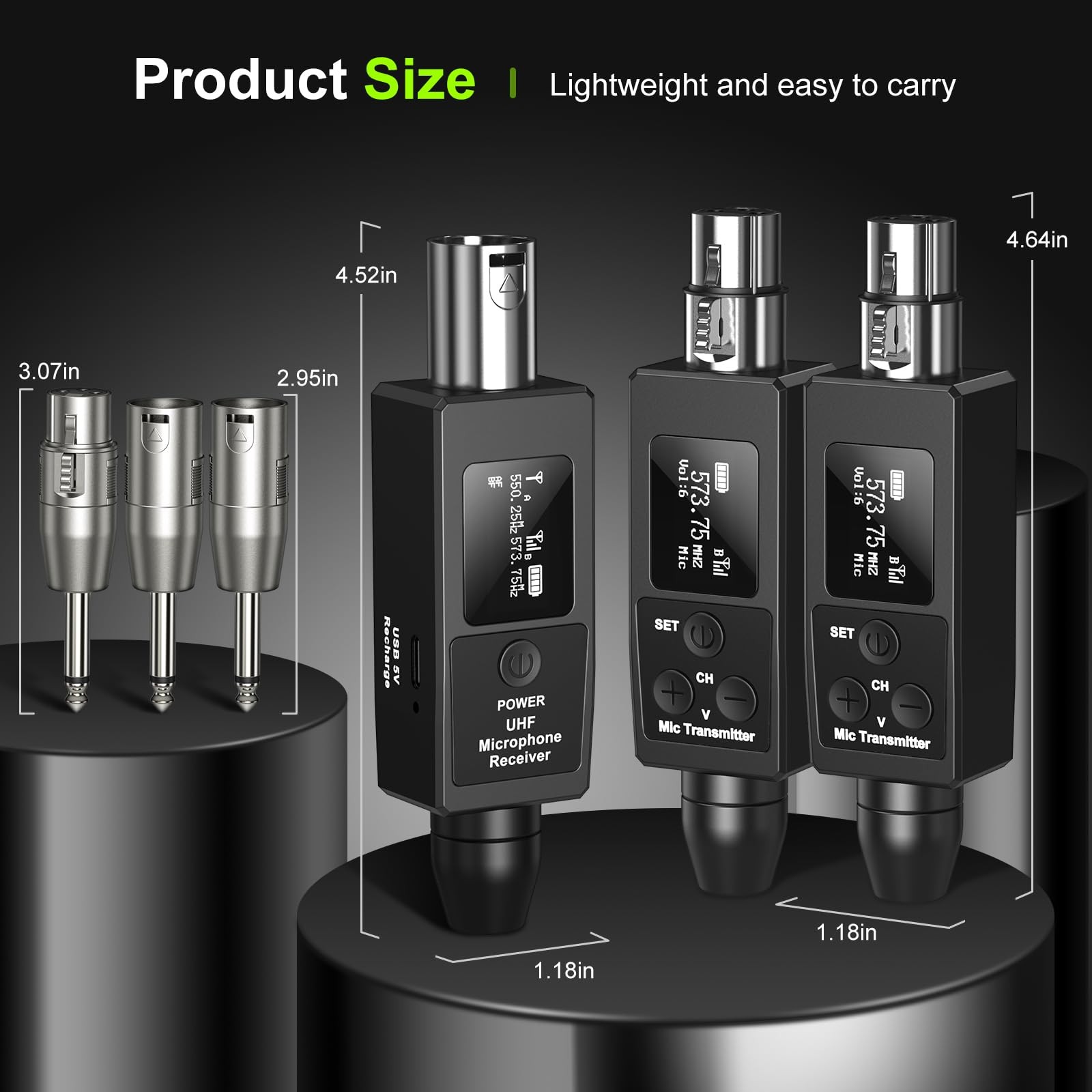 Riworal Wireless XLR Transmitter Receiver Dual