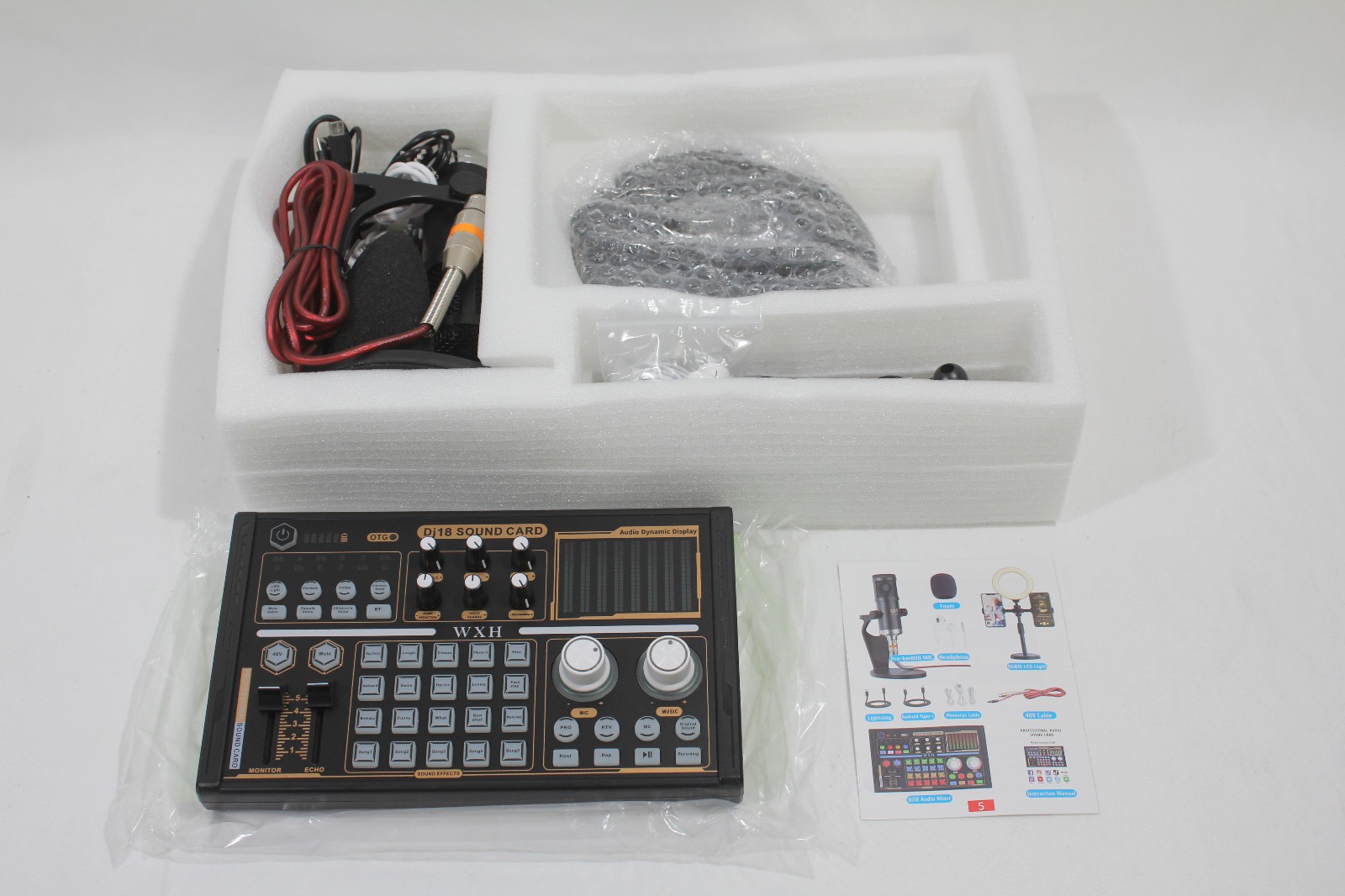 Podcast Equipment Kit BM-800 Podcast Microphone Set DJ18 Sound Card Home Studio