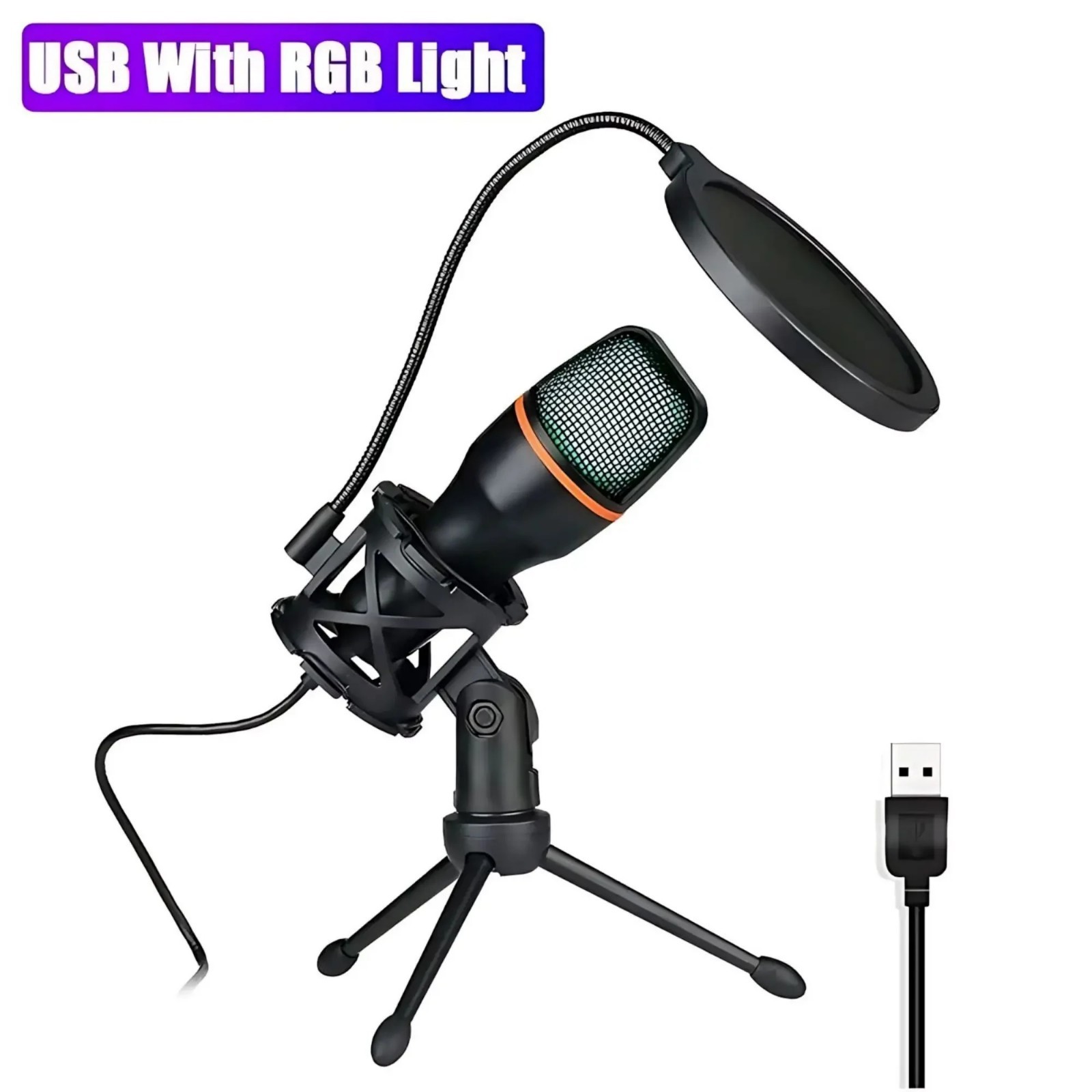 Professional Broadcasting Studio Recording Condenser Microphone Tripod Stand Kit