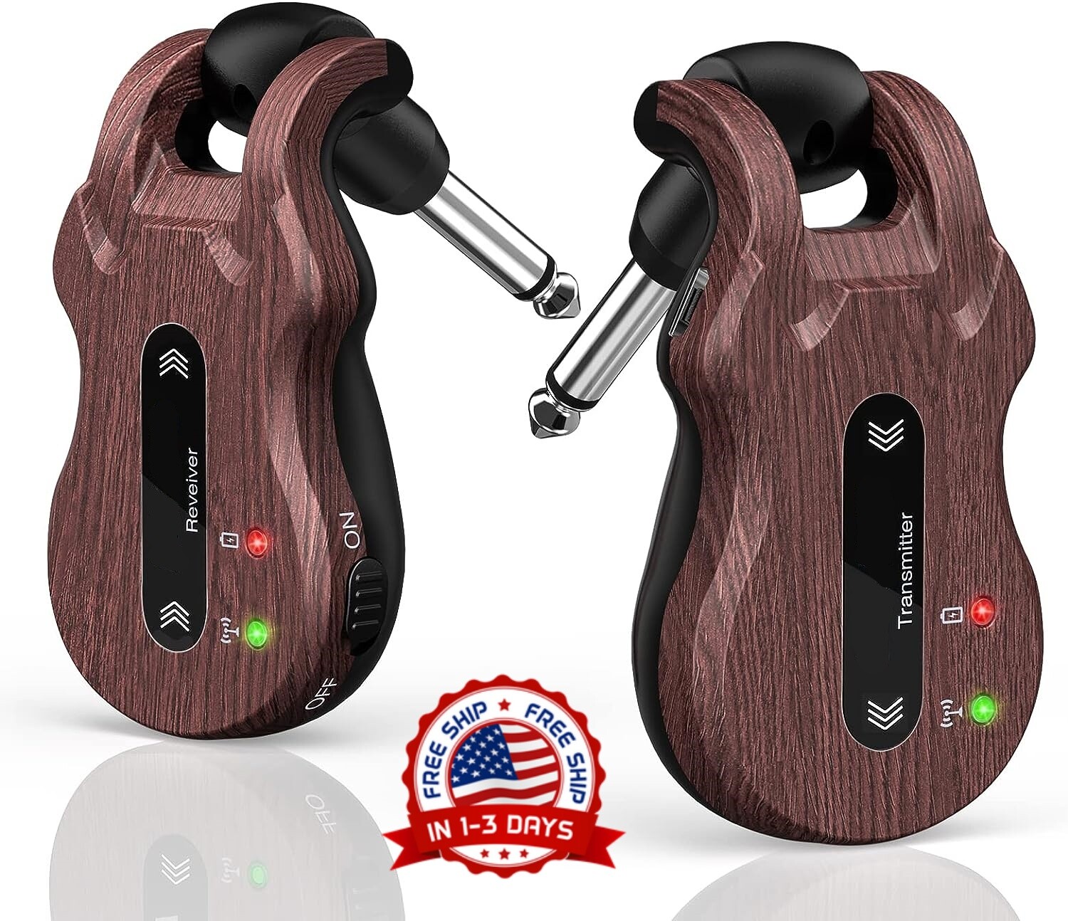 Sistema Inalambrico Para Guitarra Receptor De Transmisor Audio Recargable 4 Cana