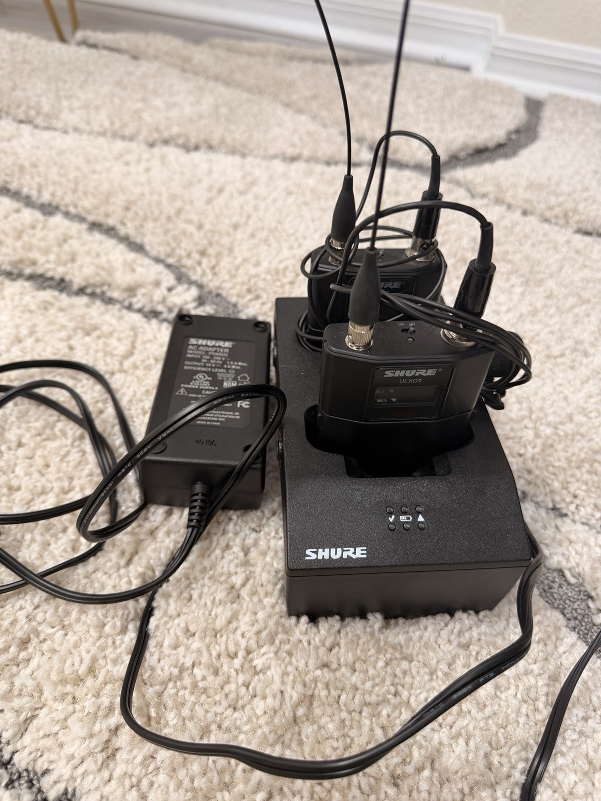 Shure ULXD1 V50 174–216MHz Bodypack Transmitters LOT OF 2, Dual Charger SBC200