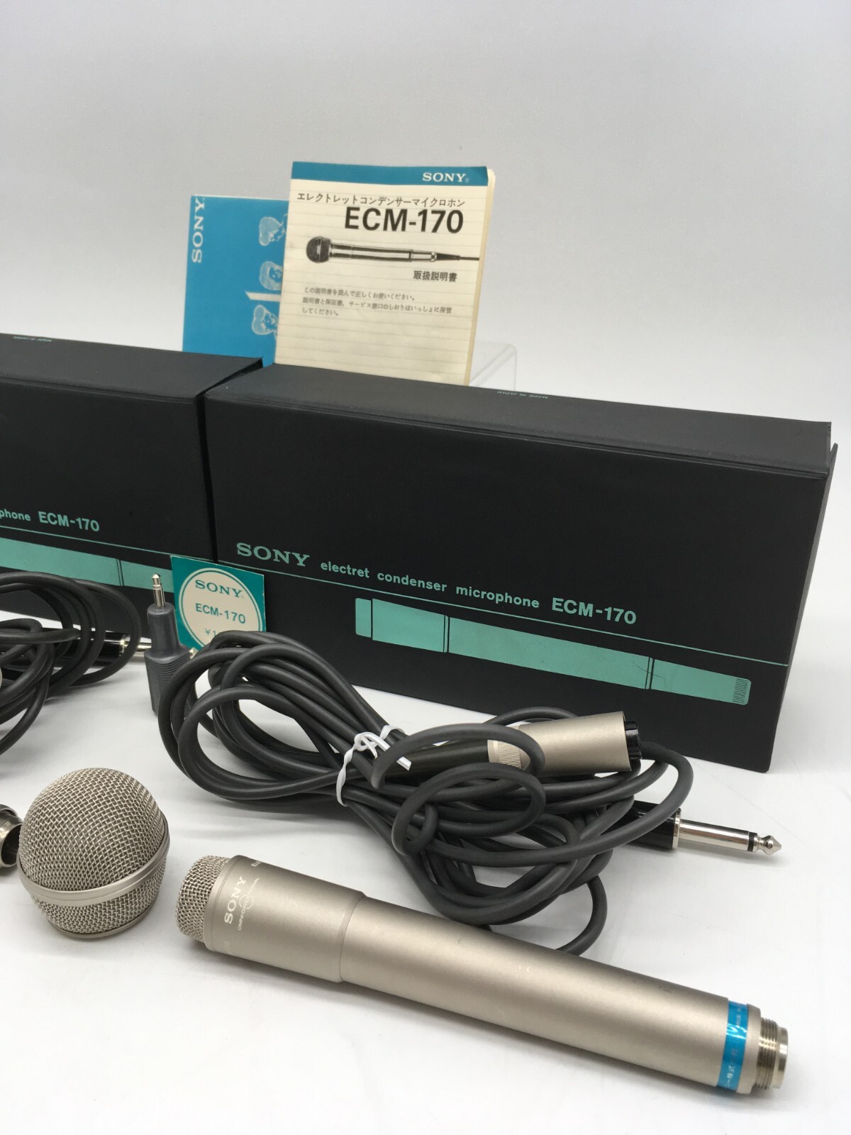 Sony ECM-170 Electret Condenser Microphones Pair Tested w/ Boxes & Manuals