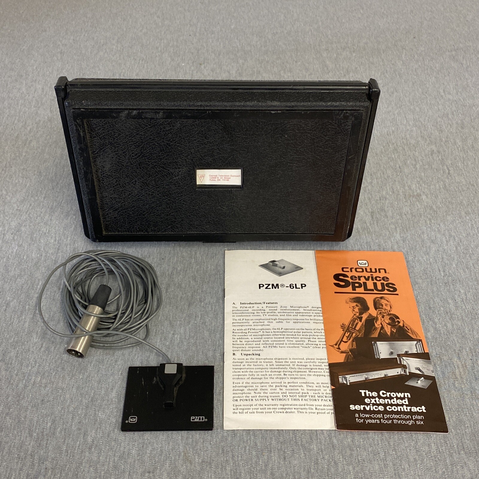 Crown PZM-6LP Boundary Pressure Zone Microphone 6LPB w/Case