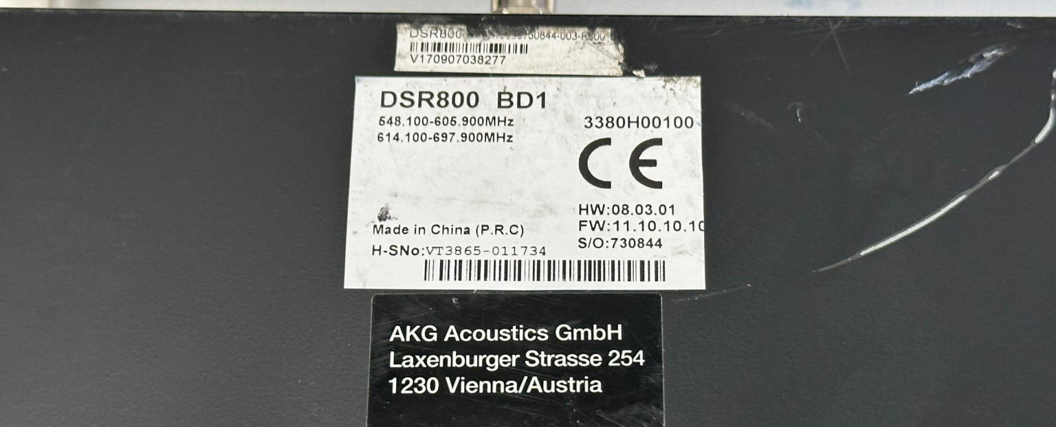 AKG DSR800 Band 1 Reference Digital Wireless Stationary Receiver power cord incl