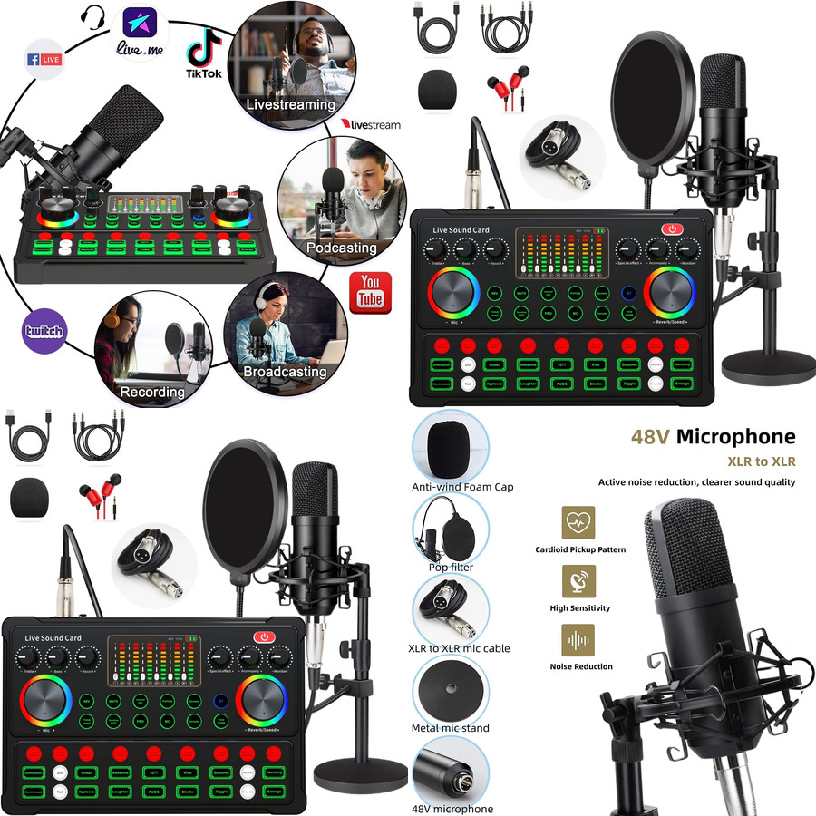 MEJOR Equipo Grabacion Musica Estudio Casa Microfono DJ Mezclador Podcast Kit