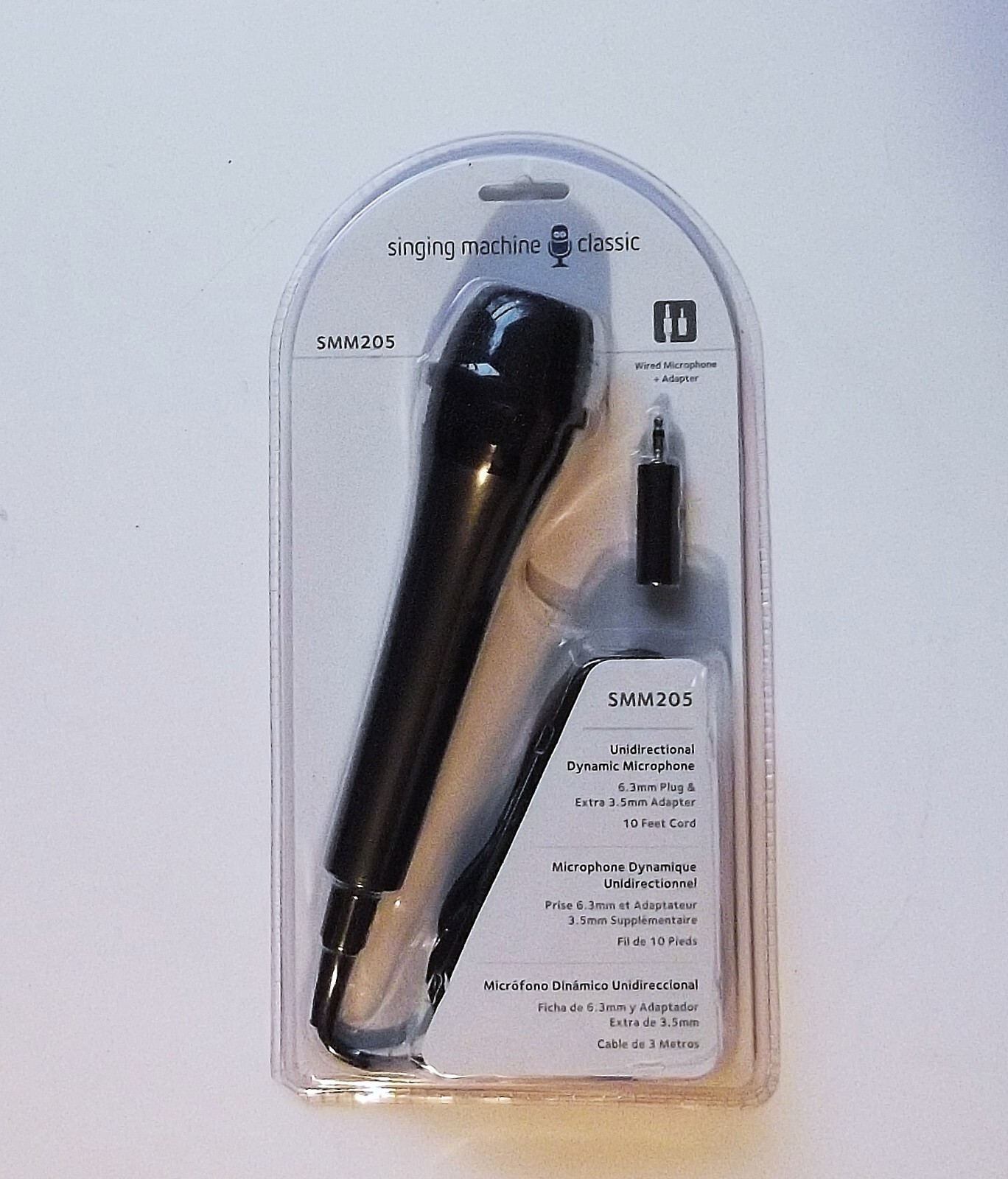 Singing Machine Microphone for Karaoke Black Unidirectional Dynamic Wired