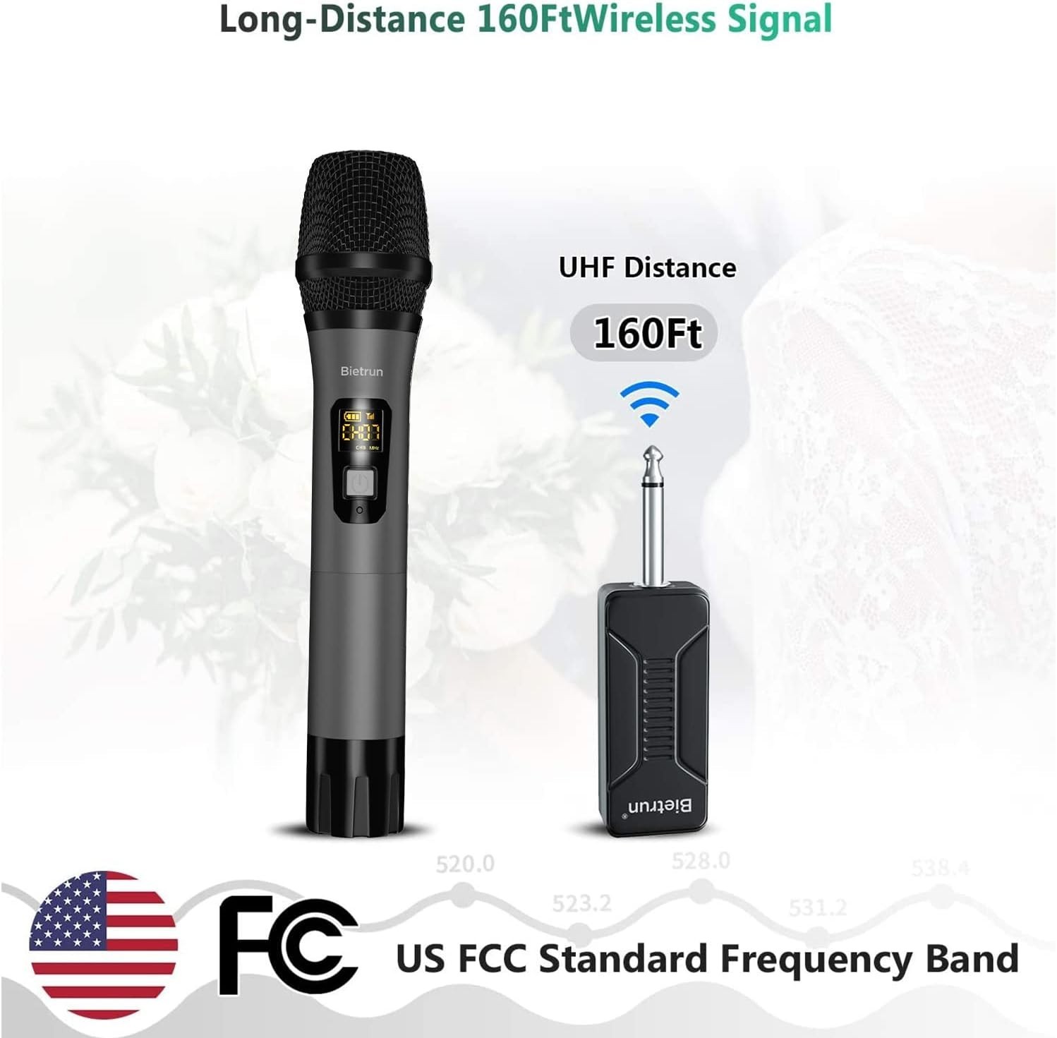 Unidirectional UHF Wireless Microphone for Amplifiers & Karaoke – Mute Function
