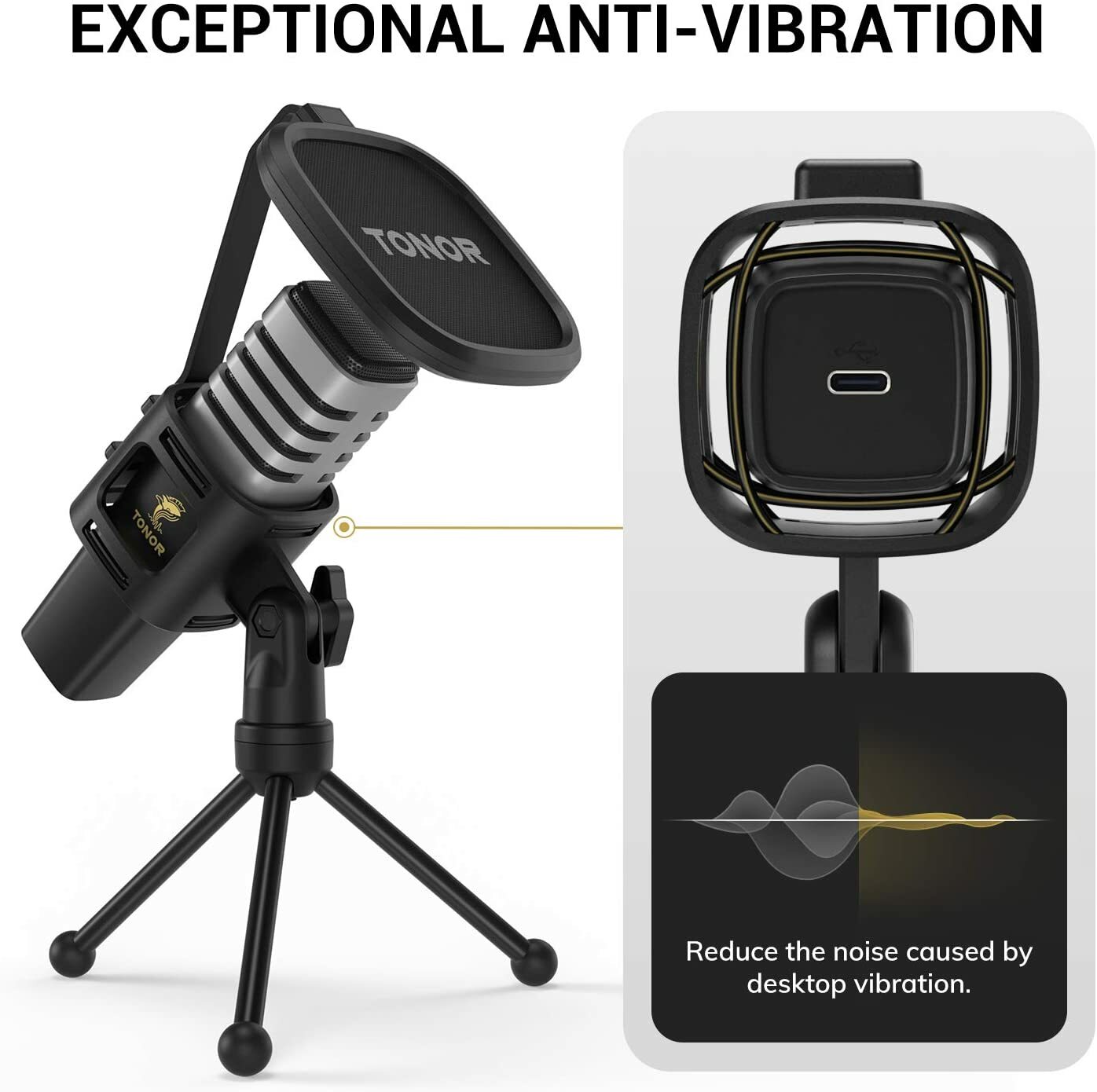 USB Microphone, TONOR Condenser Computer PC Mic with Tripod Stand, Pop Filter,