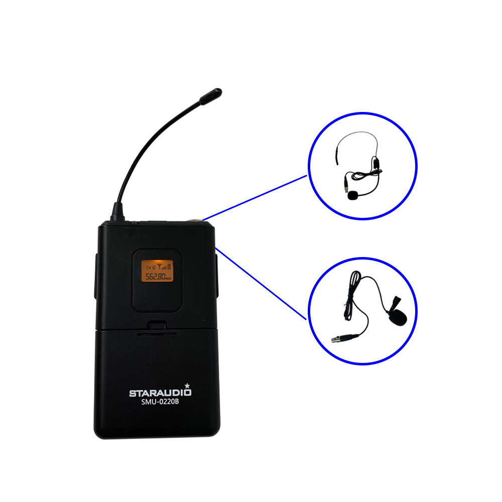 Dual Channel Wireless Microphone Receiver Lavalier Bodypack Lapel Headset Mics
