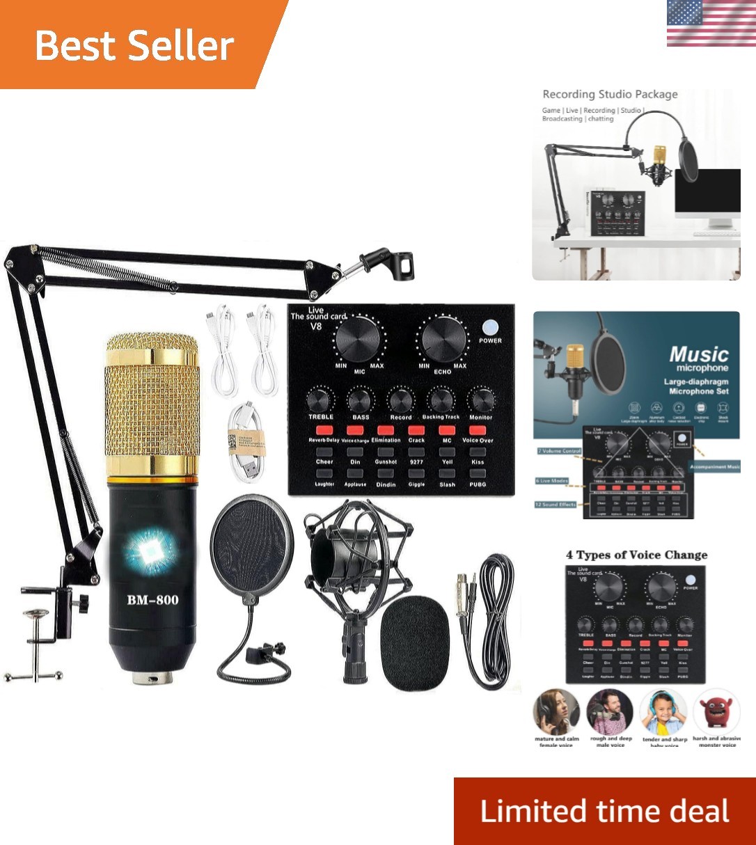 Professional Recording Studio Kit – BM-800 Microphone Bundle for Streamers