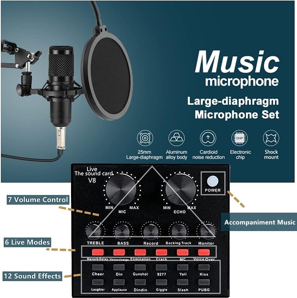 Deluxe Podcast Equipment Bundle with BM-800 Microphone & Voice Changer – USB …
