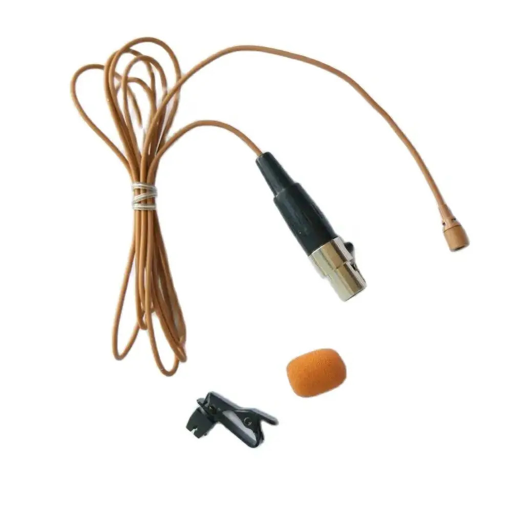 Tan Deep Tie Clip Lavalier Lapel Microphone for Shure Wireless Body Pack TA4F
