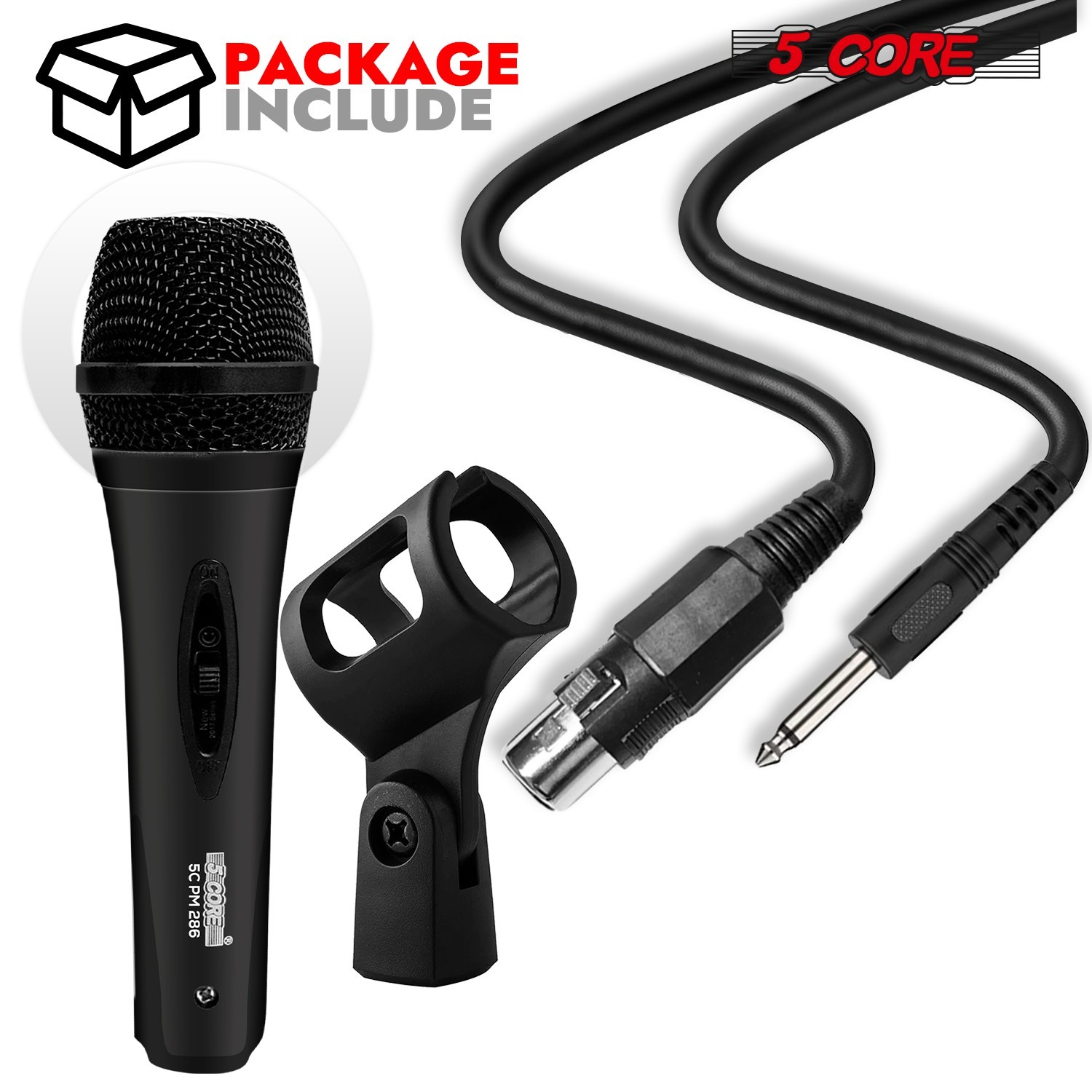 5Core Microphone Dynamic Microfono XLR Audio Cardioid Mic Vocal Karaoke Singing